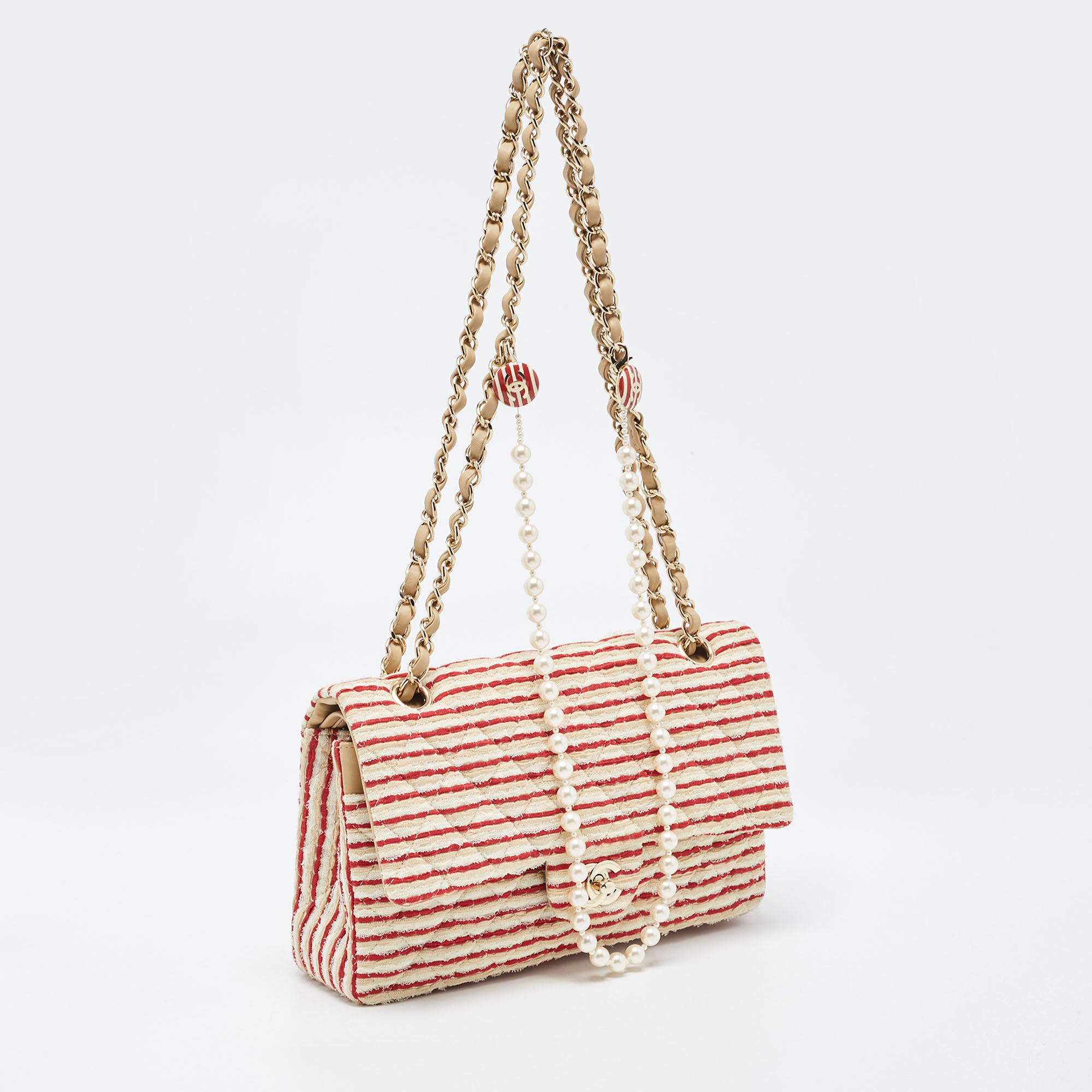 

Chanel Tricolor Striped Jersey and Leather Large Coco Sailor Shoulder Bag, Multicolor