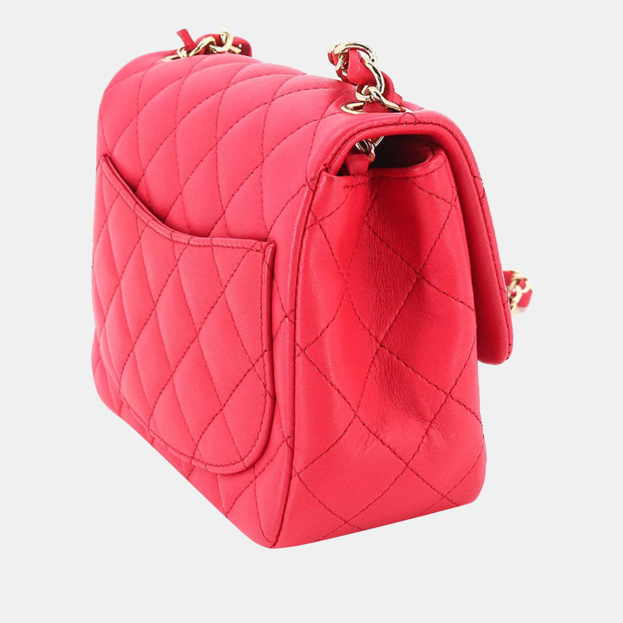 

Chanel Red Leather Mini Square Shoulder Bag