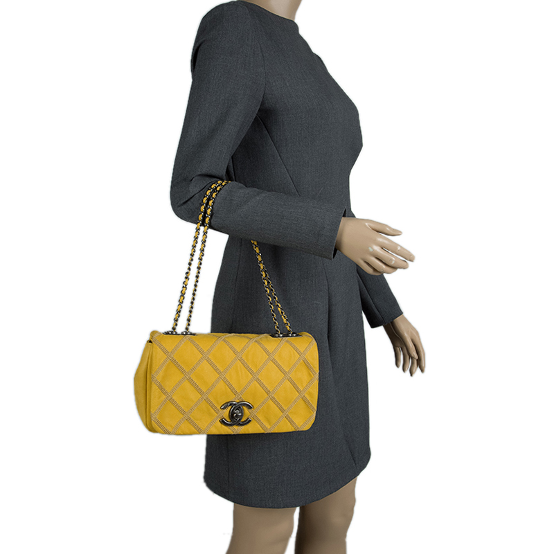 

Chanel Yellow Diamond Stitch Leather Small Flap Bag