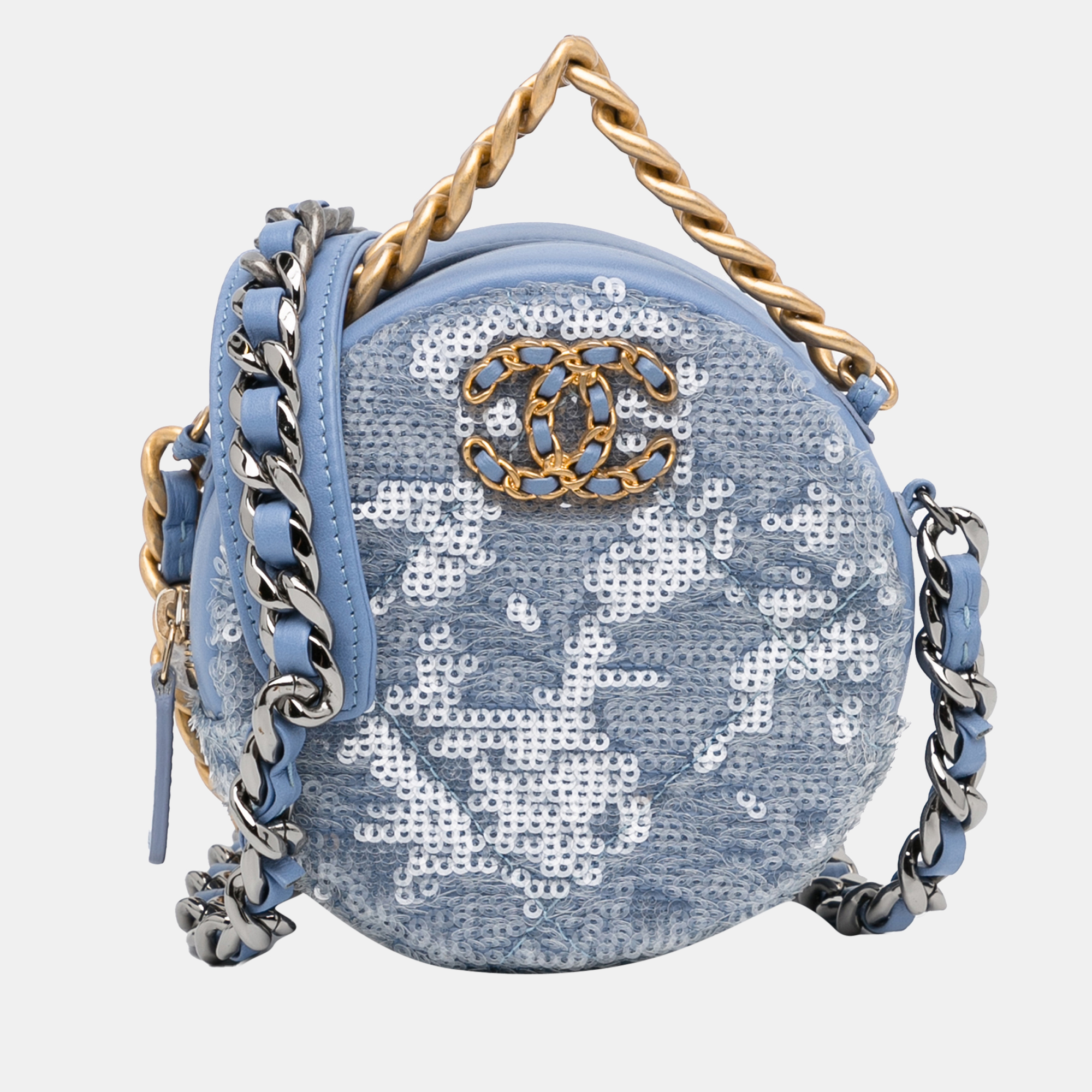 Blue 19 Round Sequin Crossbody Bag