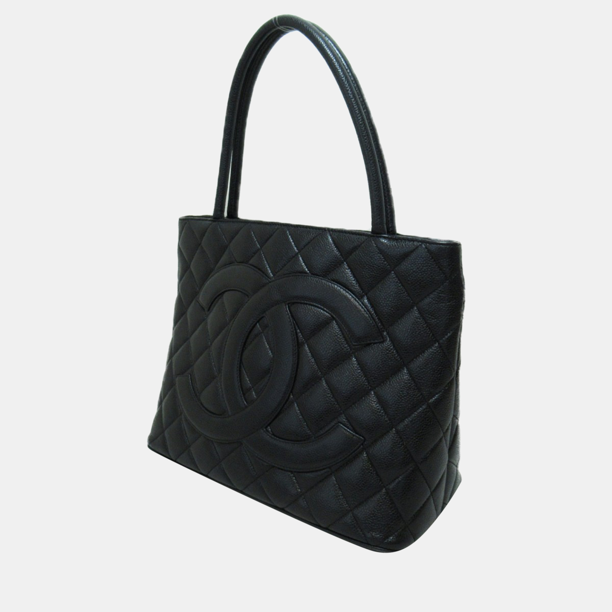 

Chanel Black Animal skin CC Caviar Medallion Tote Tote Bag