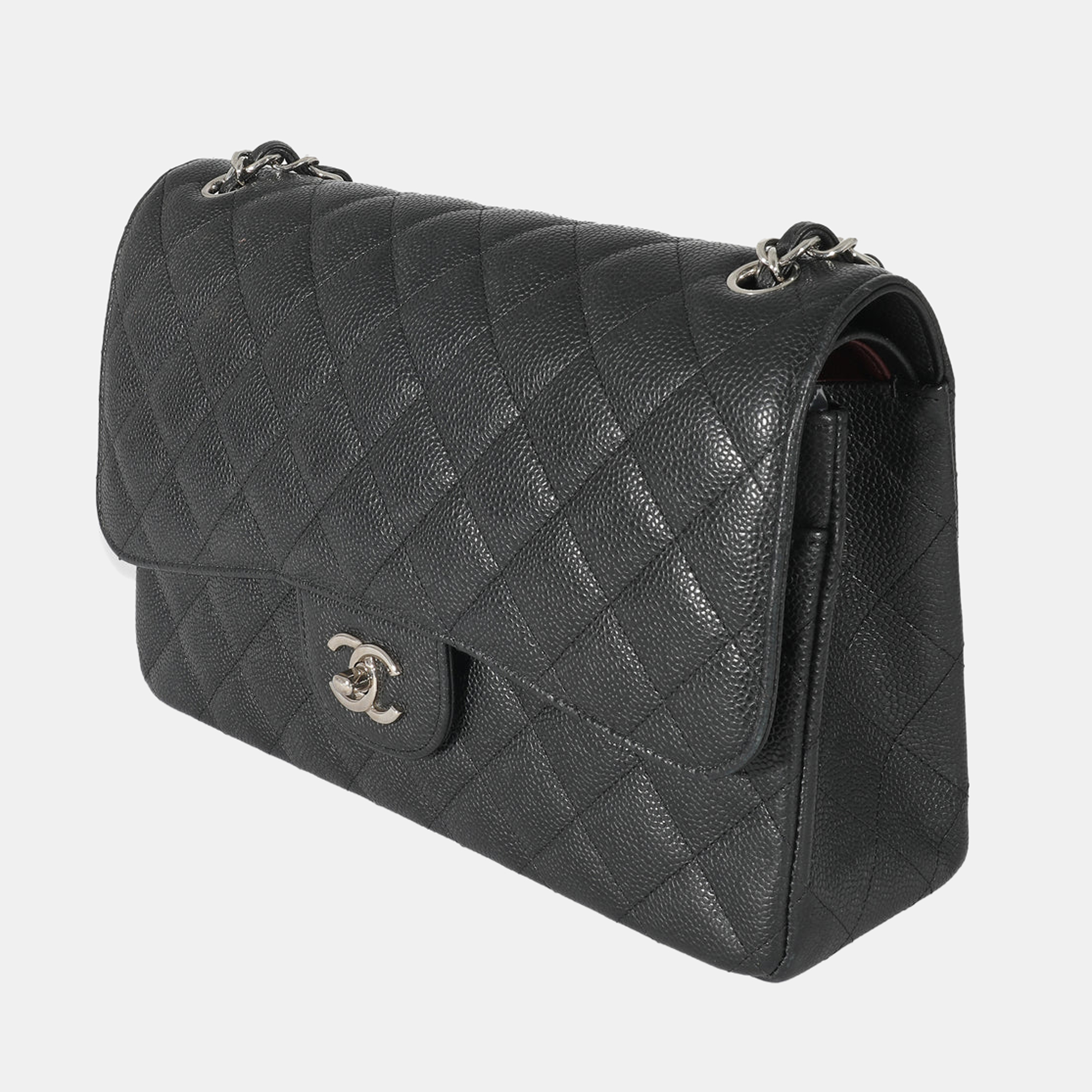 

Chanel Black Quilted Caviar Jumbo Double Flap Bag