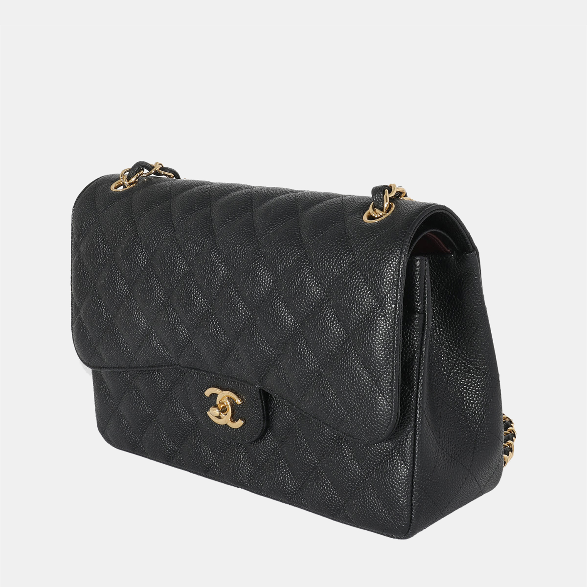 

Chanel Black Quilted Caviar Jumbo Double Flap Bag