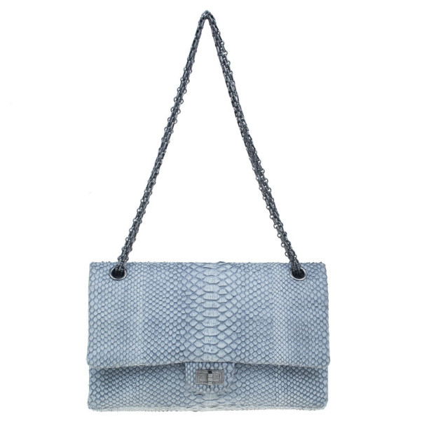 Pre Owned Chanel White Python 2.55 Reissue 226 Flap Bag