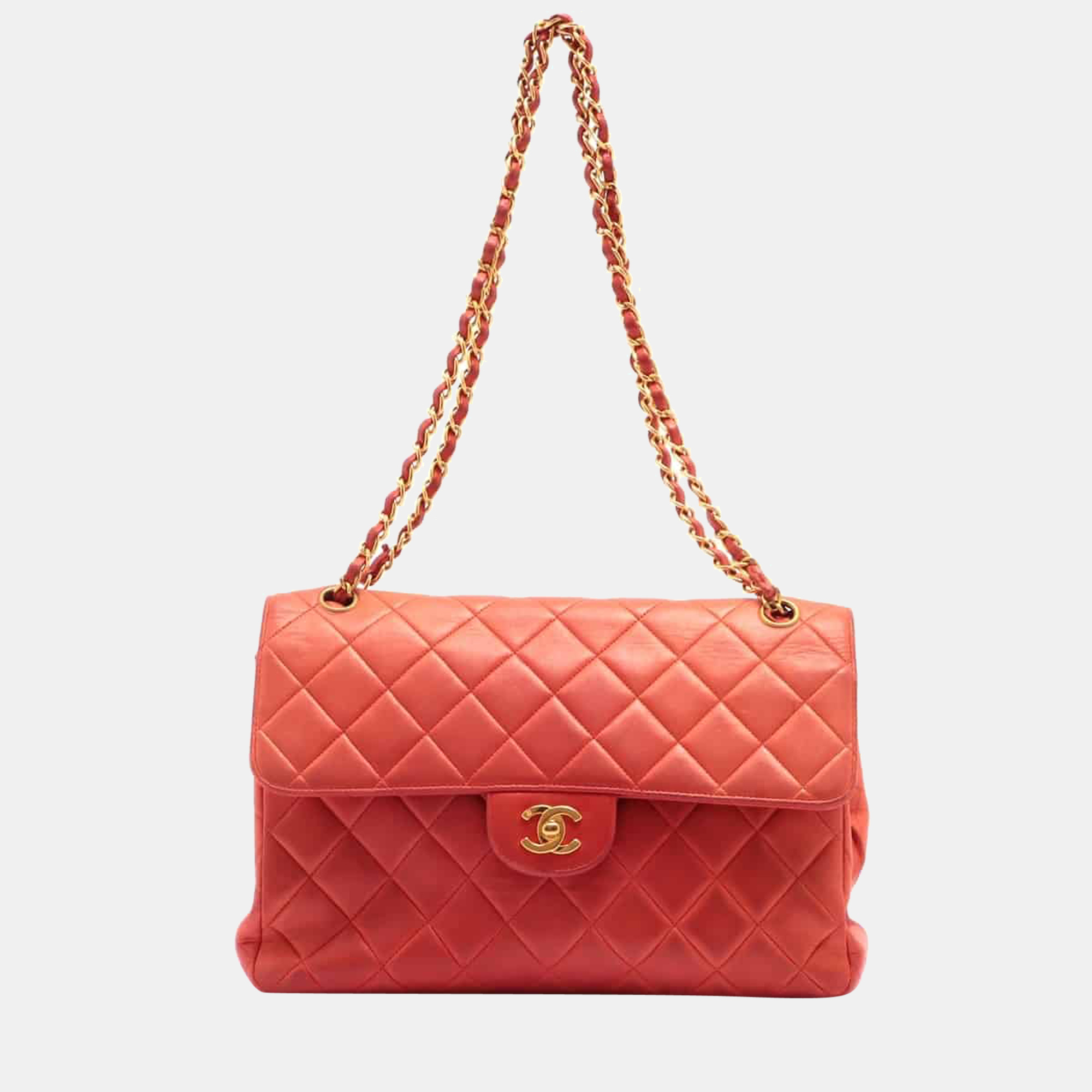 

Chanel Matelasse Ram leather Chain shoulder bag Double face Orange Gold Metal fittings 3994099