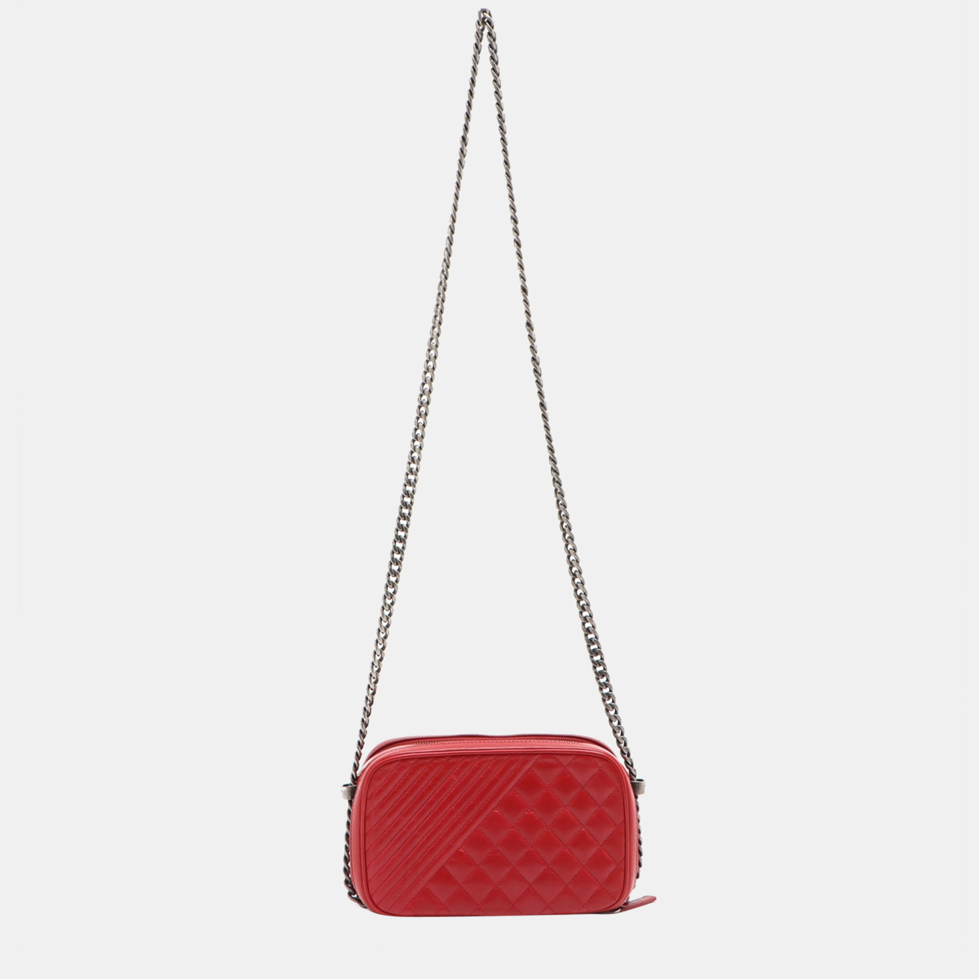 

Chanel Matelasse Ram leather Chain shoulder bag Red Silver Metal fittings 20778894