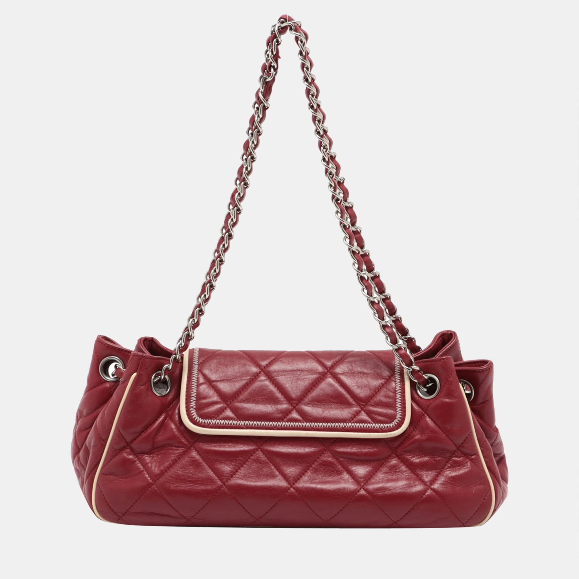 

Chanel Matelasse Ram leather Chain tote bag 2.55 Bordeaux Silver Metal fittings 12134949, Burgundy