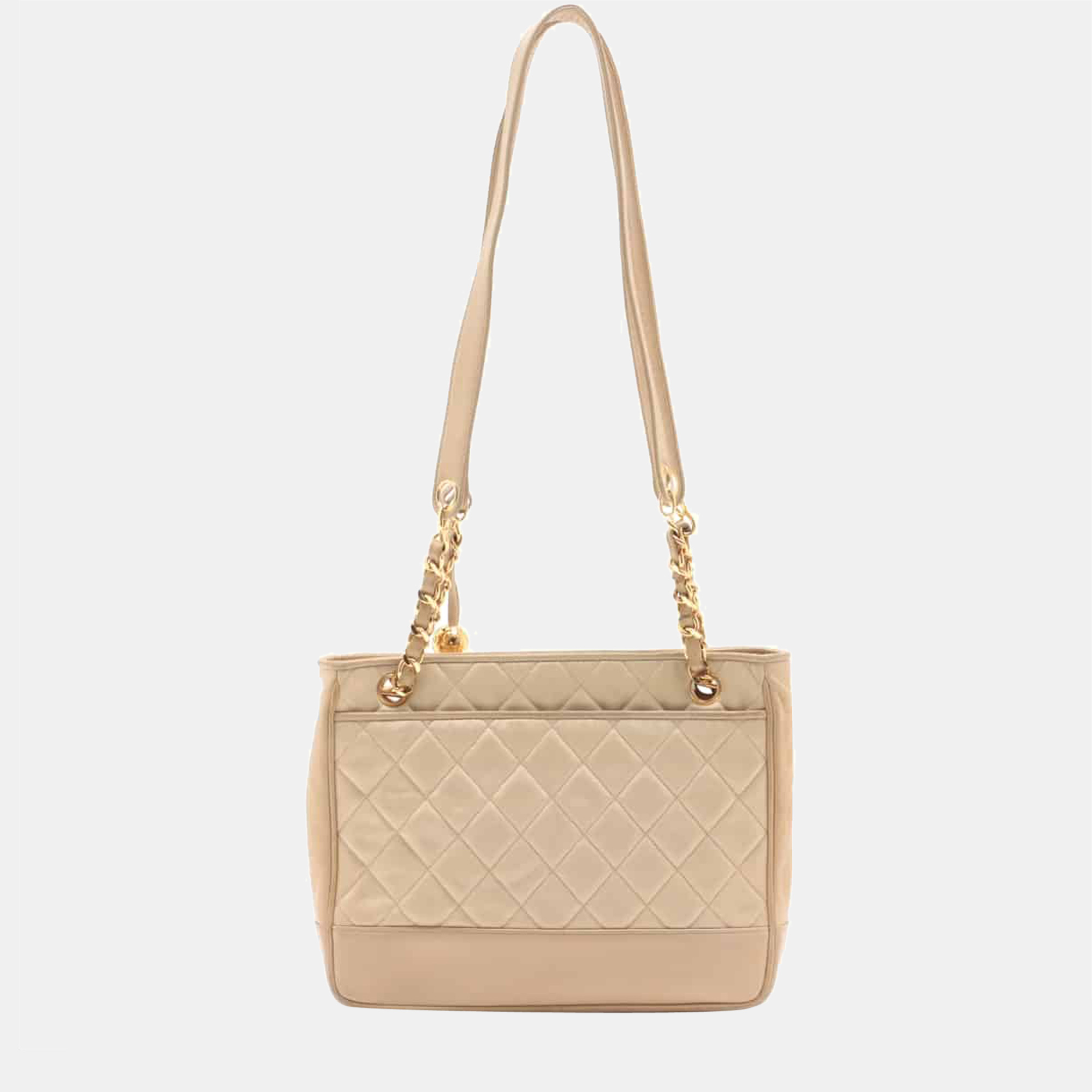 

Chanel Matelasse Satin Chain shoulder bag Beige Gold Metal fittings