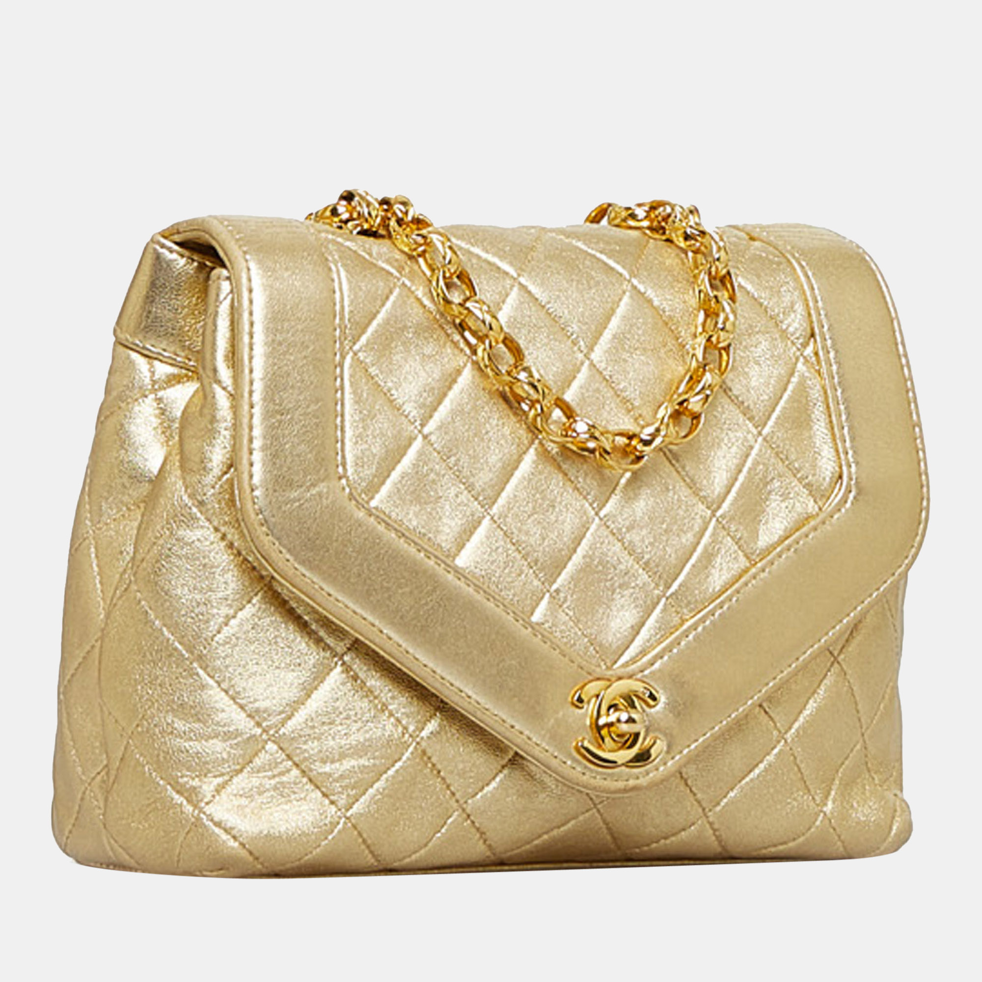 

Chanel Gold CC Matelasse Lambskin Flap Bag