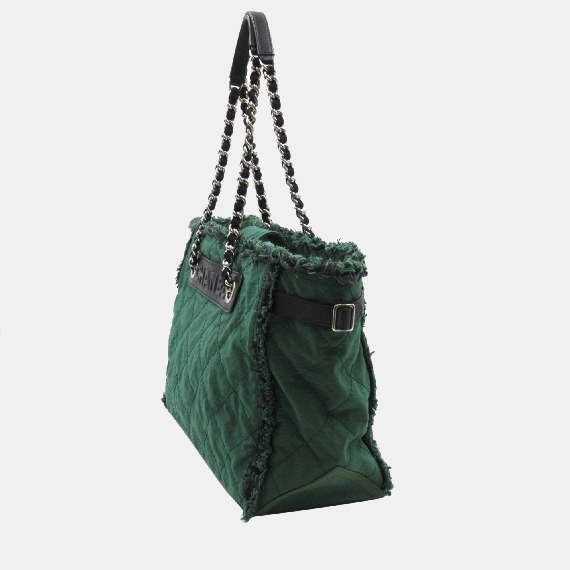 

Chanel Green Canvas Quilted Nylon Chain Tote Bag