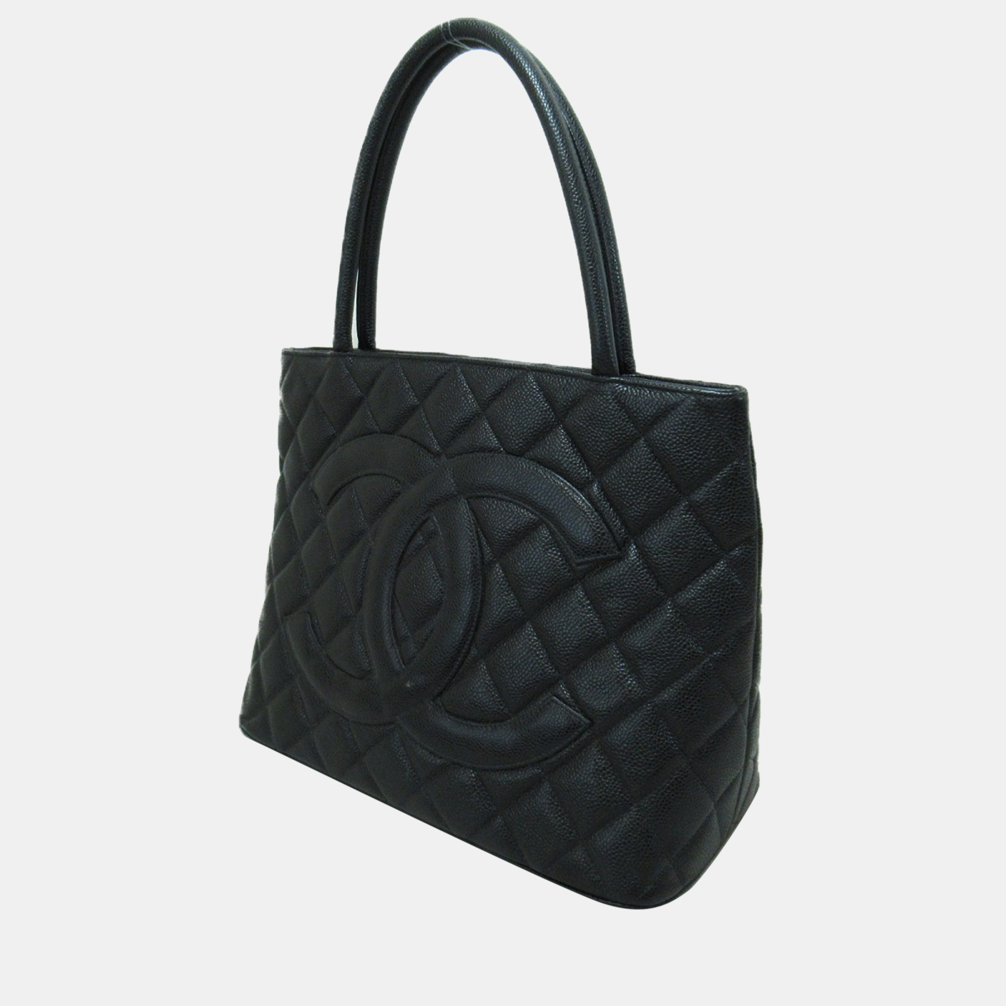 

Chanel Black Animal skin CC Caviar Medallion Tote Tote Bag