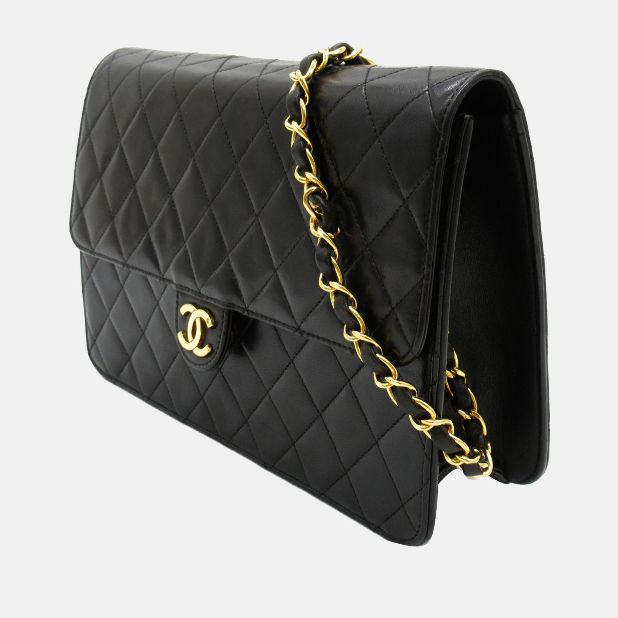 

Chanel Black Quilted Leather Single Flap Bag