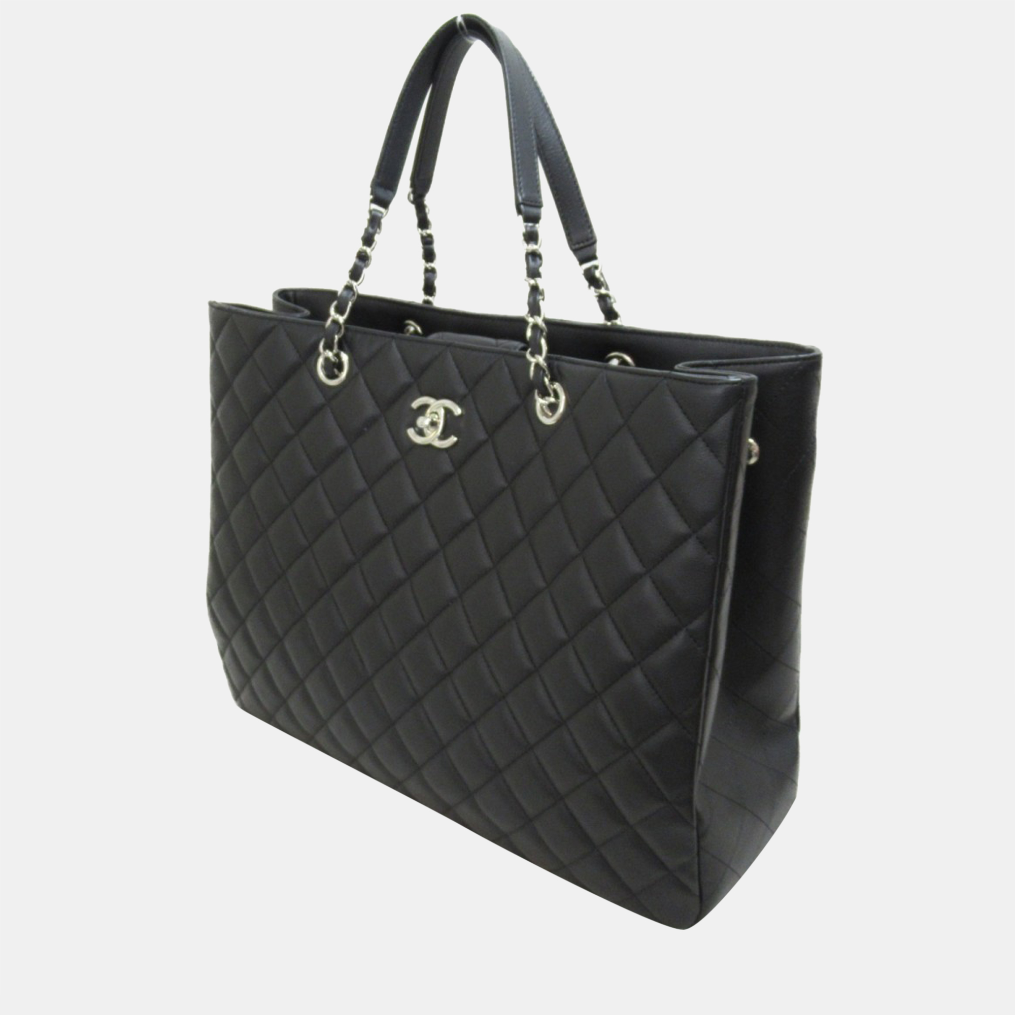 

Chanel Black CC Quilted Leather Chain Tote Bag