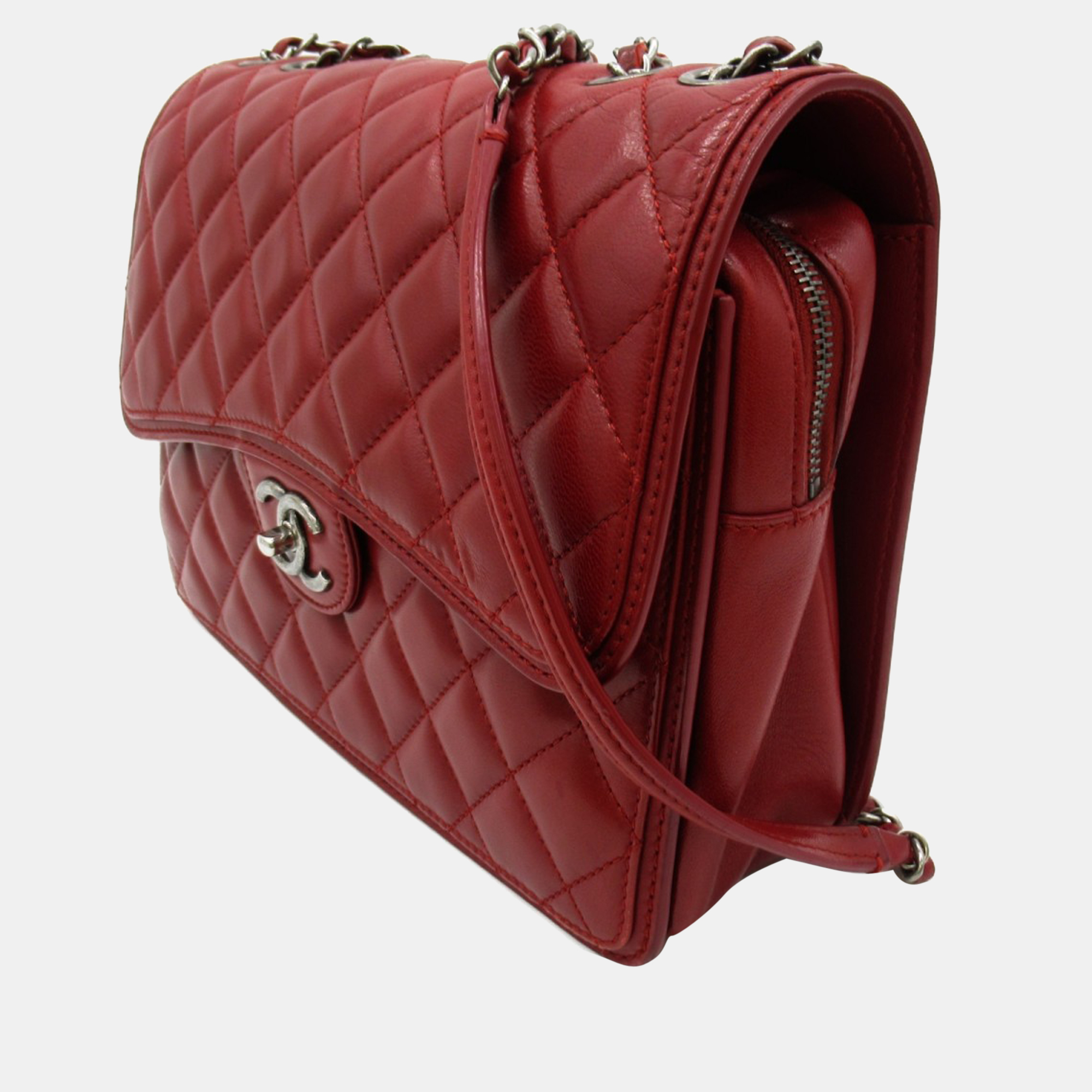

Chanel Red Matelasse Leather Chain Flap Bag