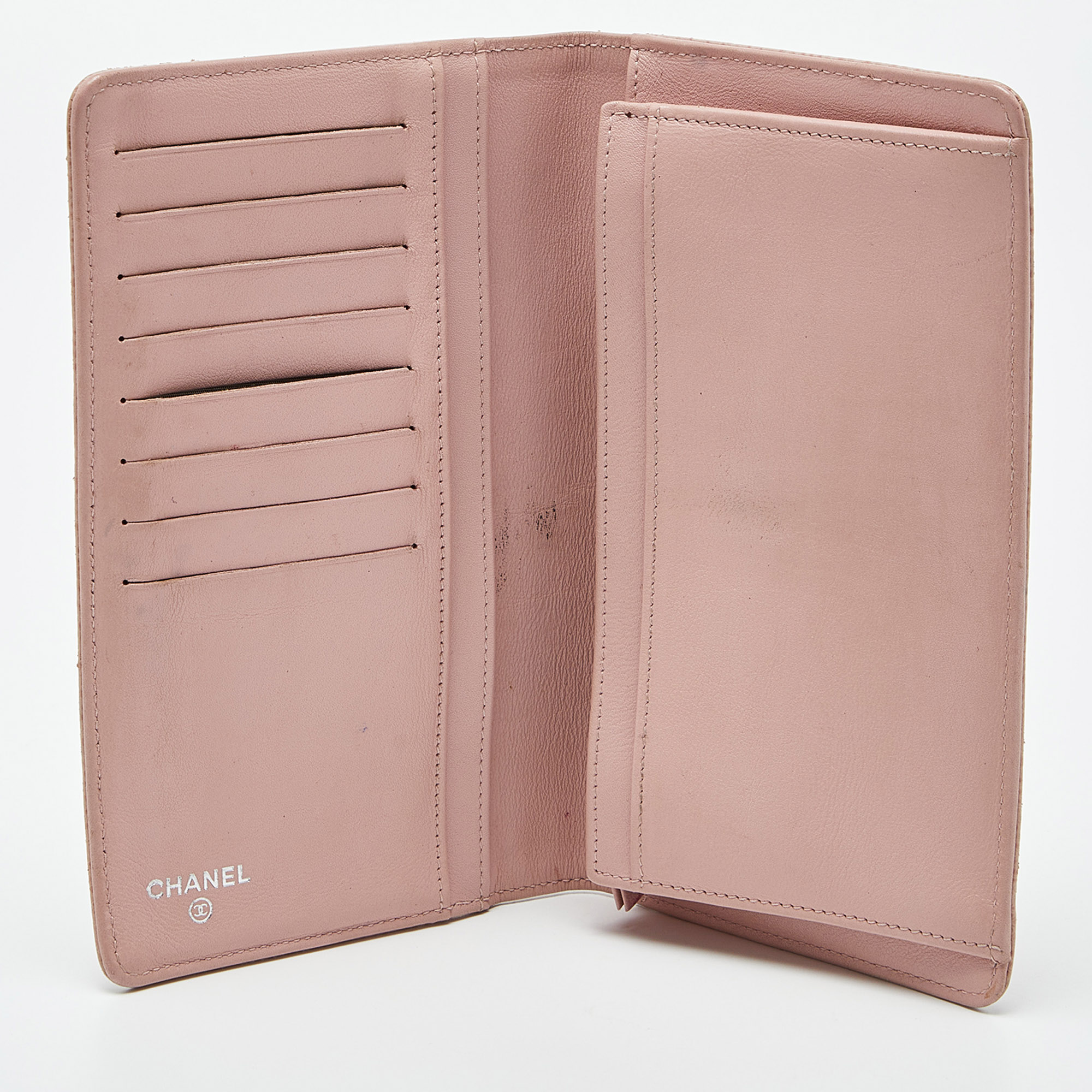 

Chanel Light Pink Caviar Leather CC Bifold Long Wallet