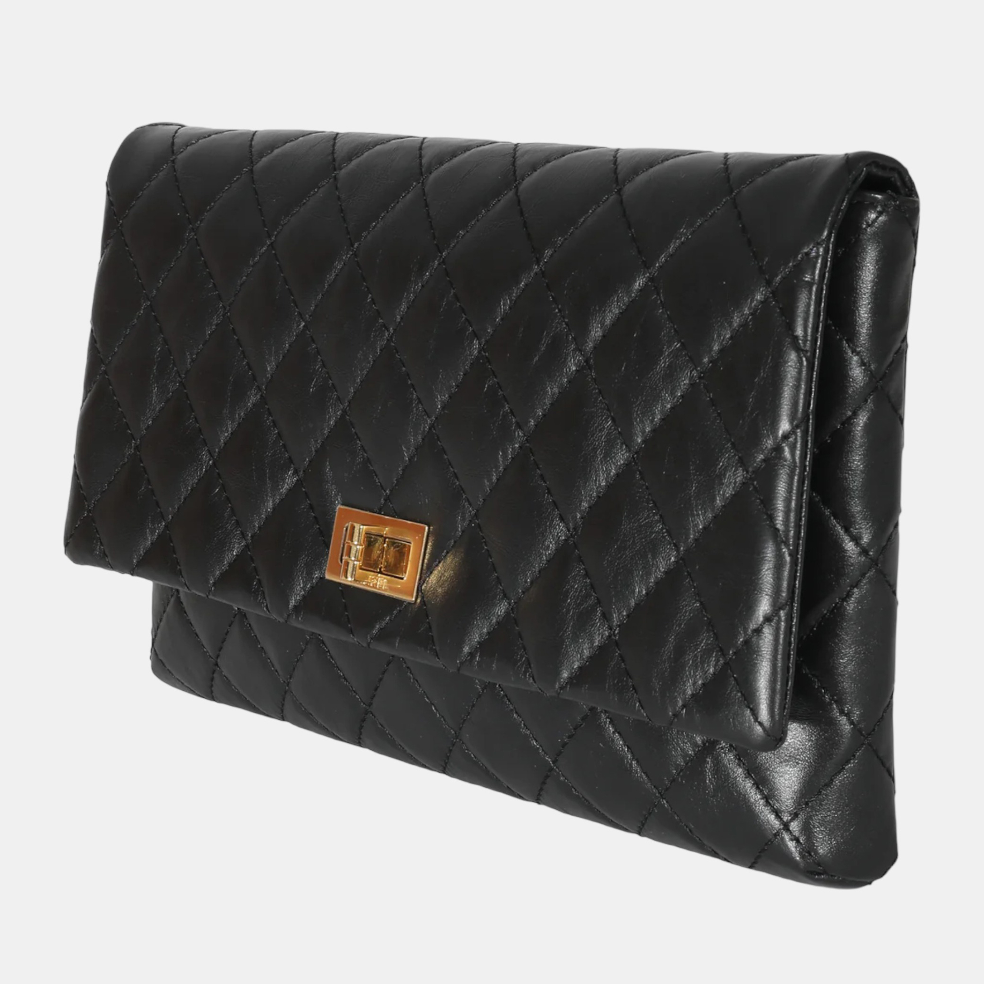 

Chanel Black Leather Reissue 2.55 Fold Over Clutch Bag