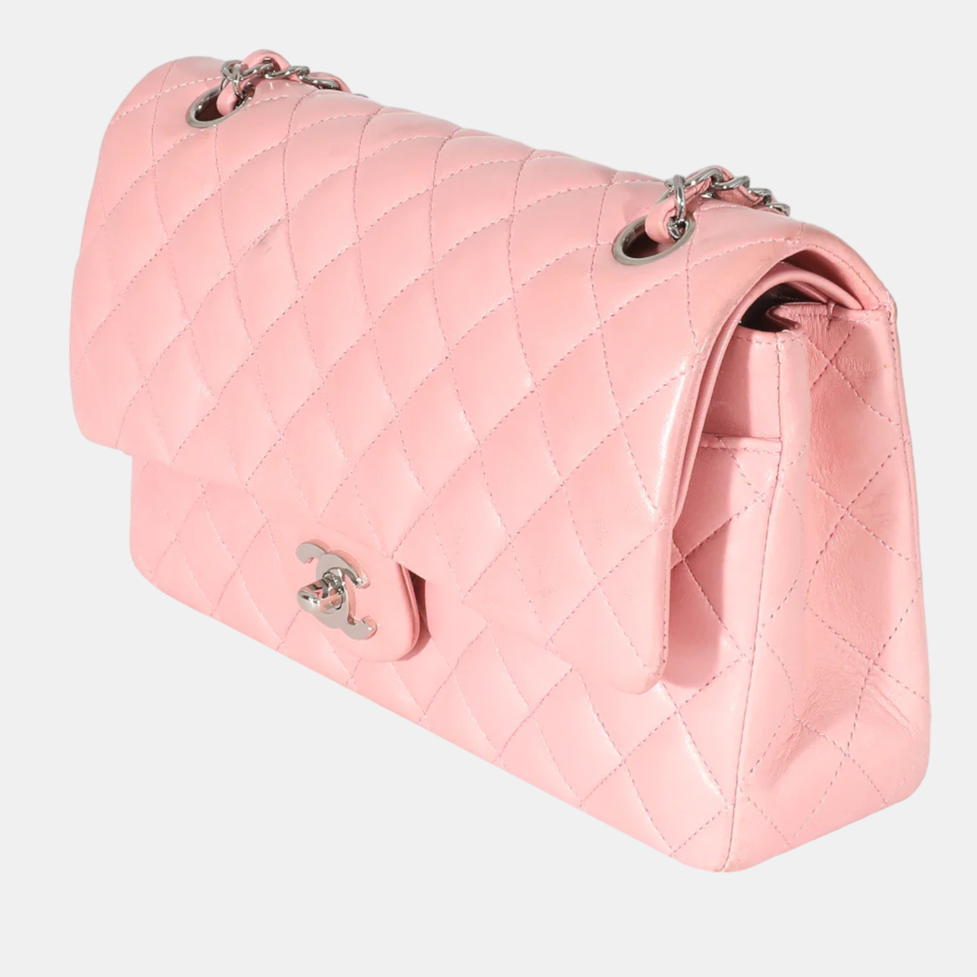 

Chanel Pink Lambskin Leather  Classic Double Flap Shoulder Bag