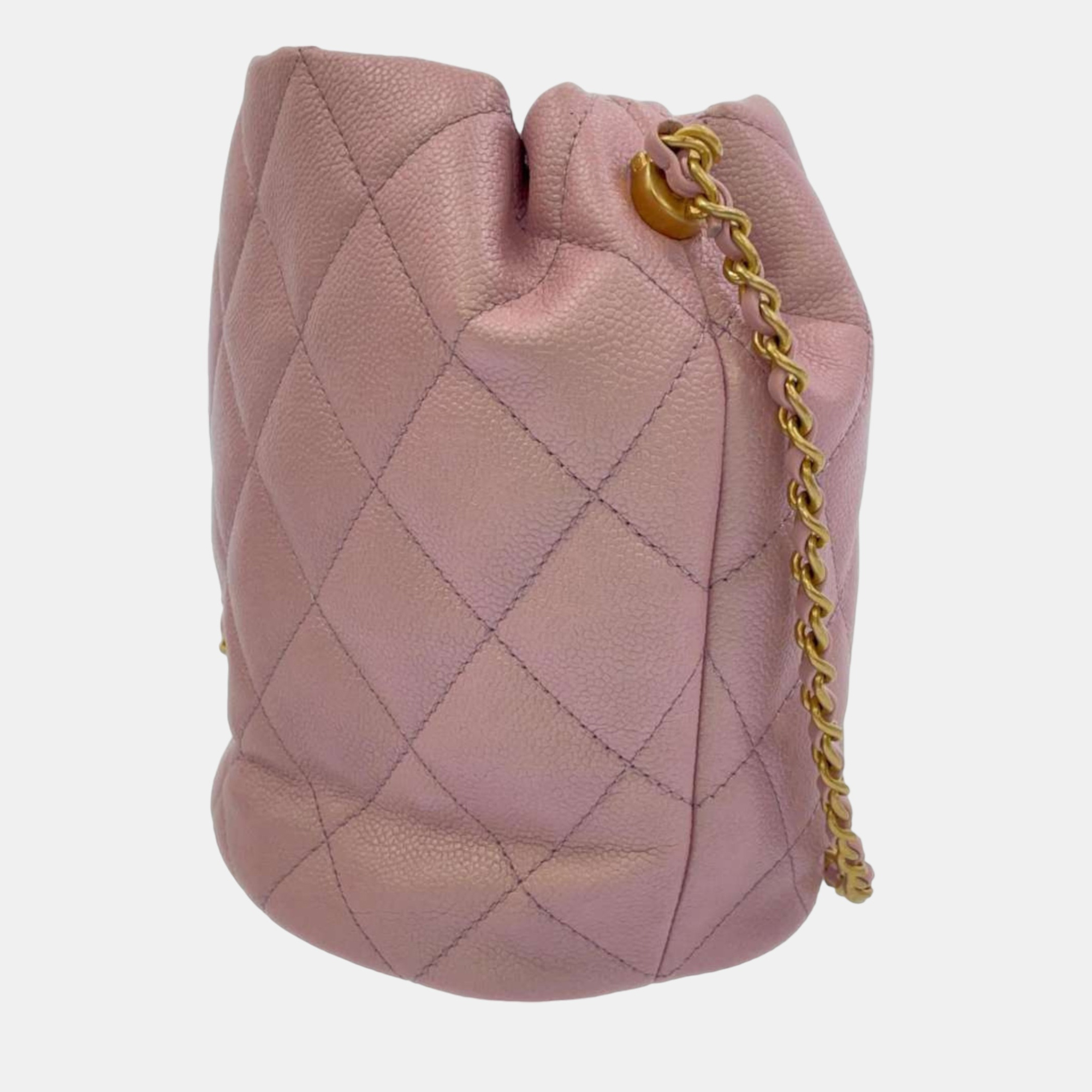 

Chanel Pink Leather CC Drawstring Bucket Bag