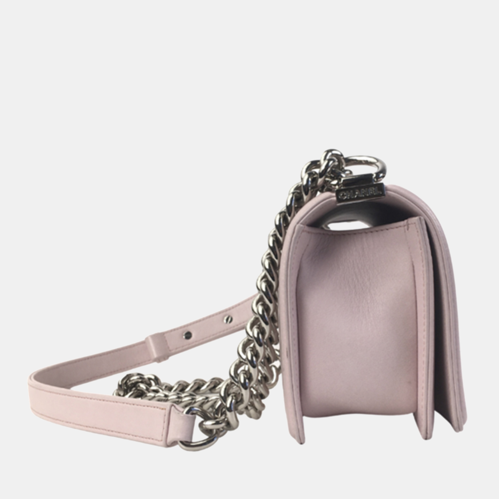 

Chanel Pink Small Iridescent Chevron Boy Bag