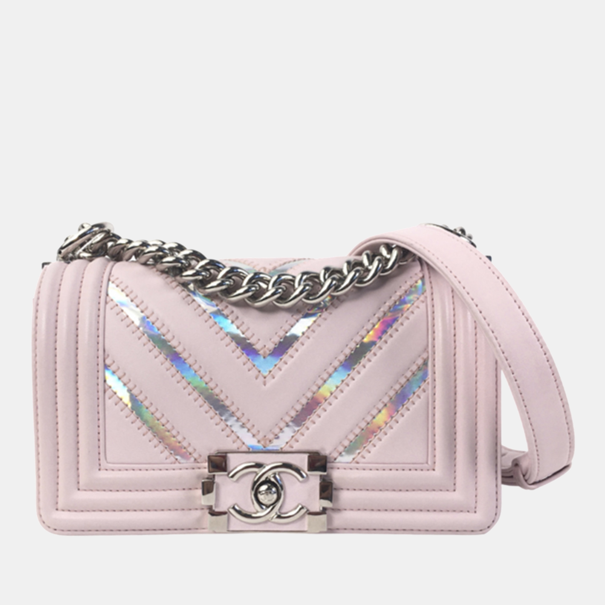 Pre-owned Pink Small Iridescent Chevron Boy Bag