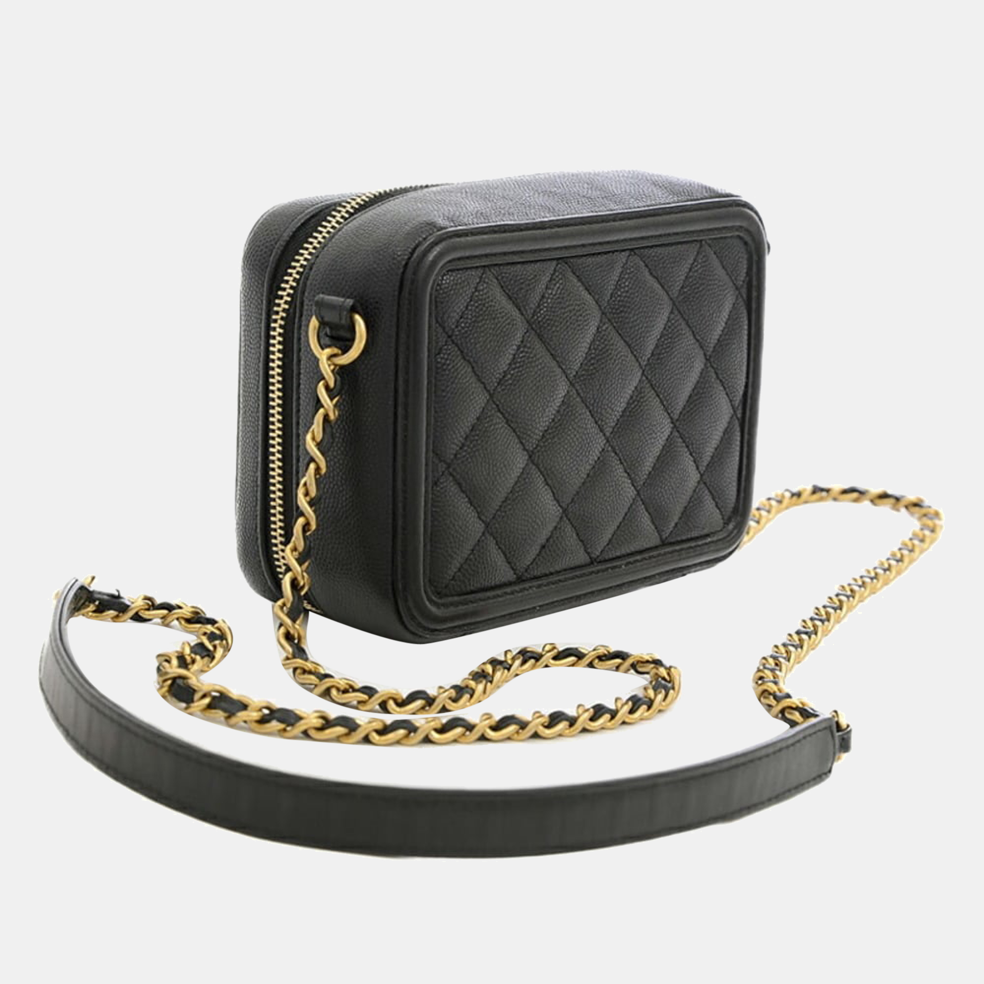 

Chanel Black Caviar Leather Mini Filigree Chain Shoulder Bag
