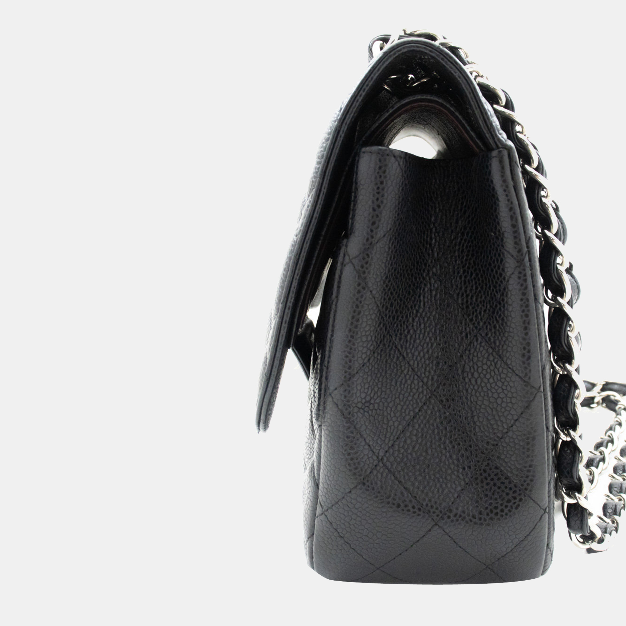 

Chanel Black Calfskin Leather Jumbo Classic Double Flap Shoulder Bag