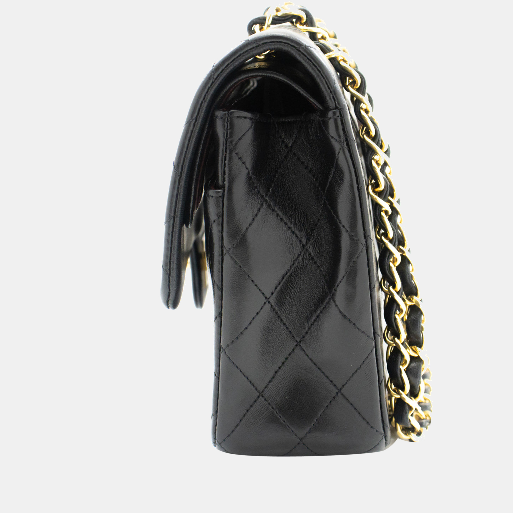 

Chanel Black Lambskin Leather  Classic Double Flap Shoulder Bag