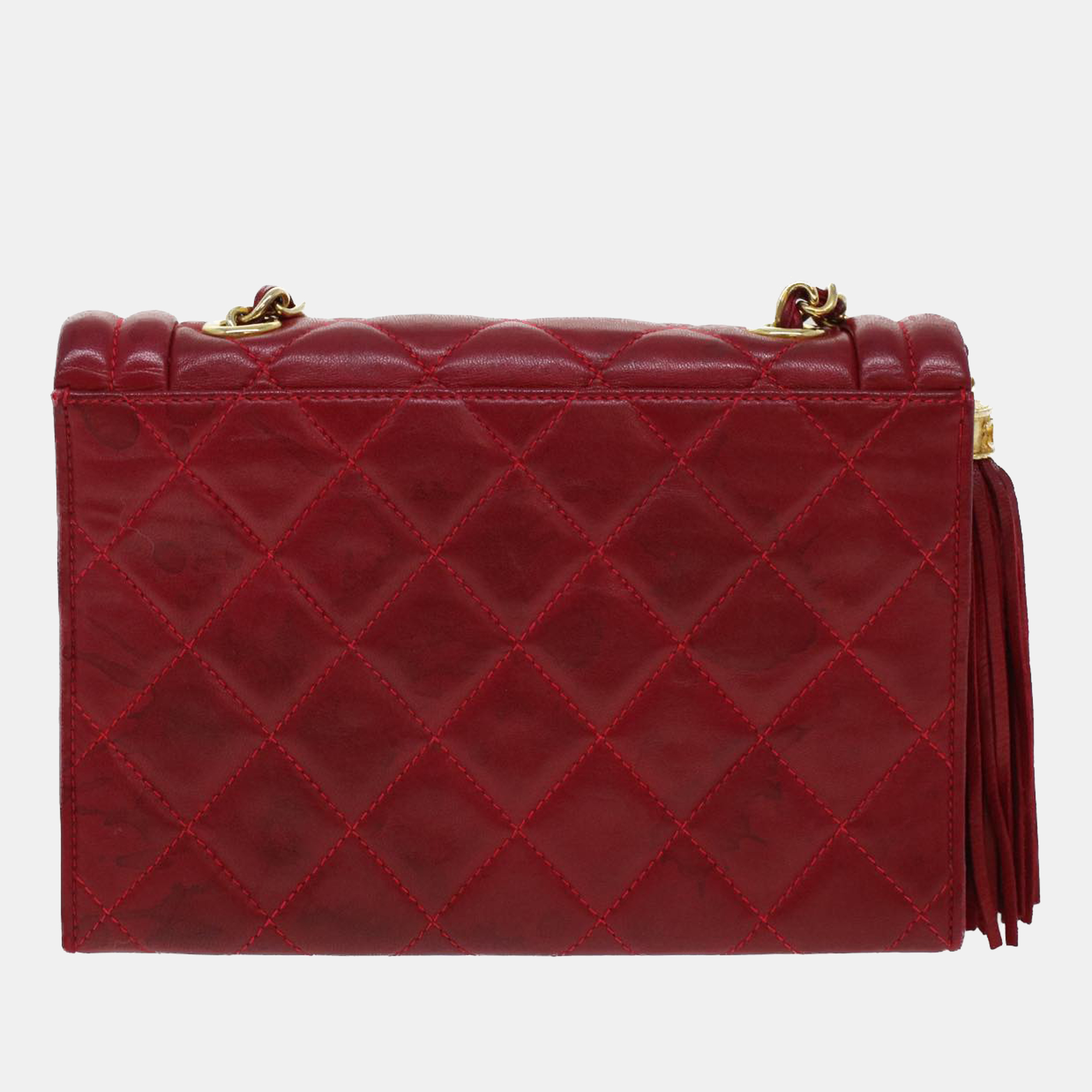

Chanel Matrasse Red Leather Tassle shoulder bag