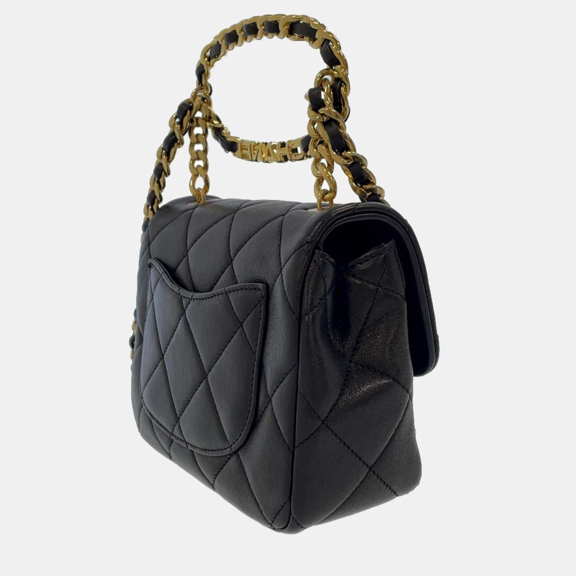 

Chanel Black Lambskin Leather Mini Flap Bag