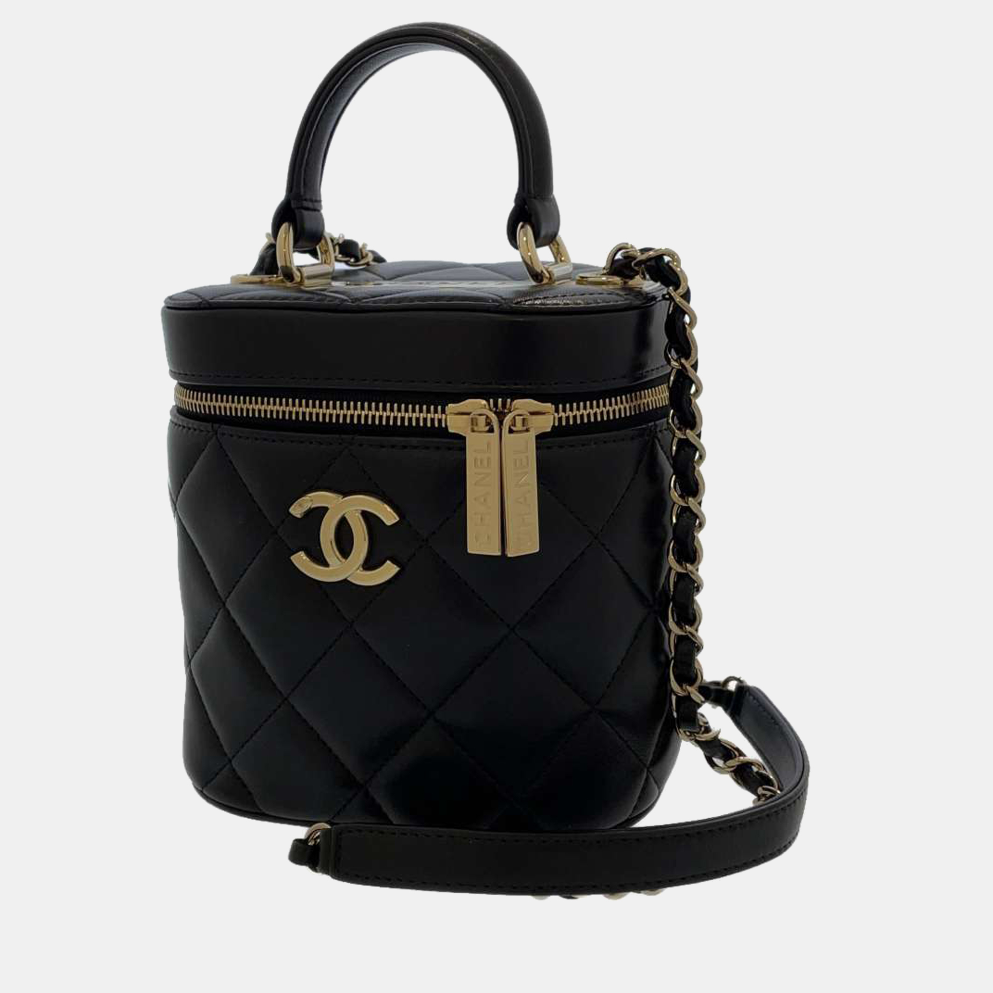 Pre-owned Chanel Black Leather Cc Vanity Case