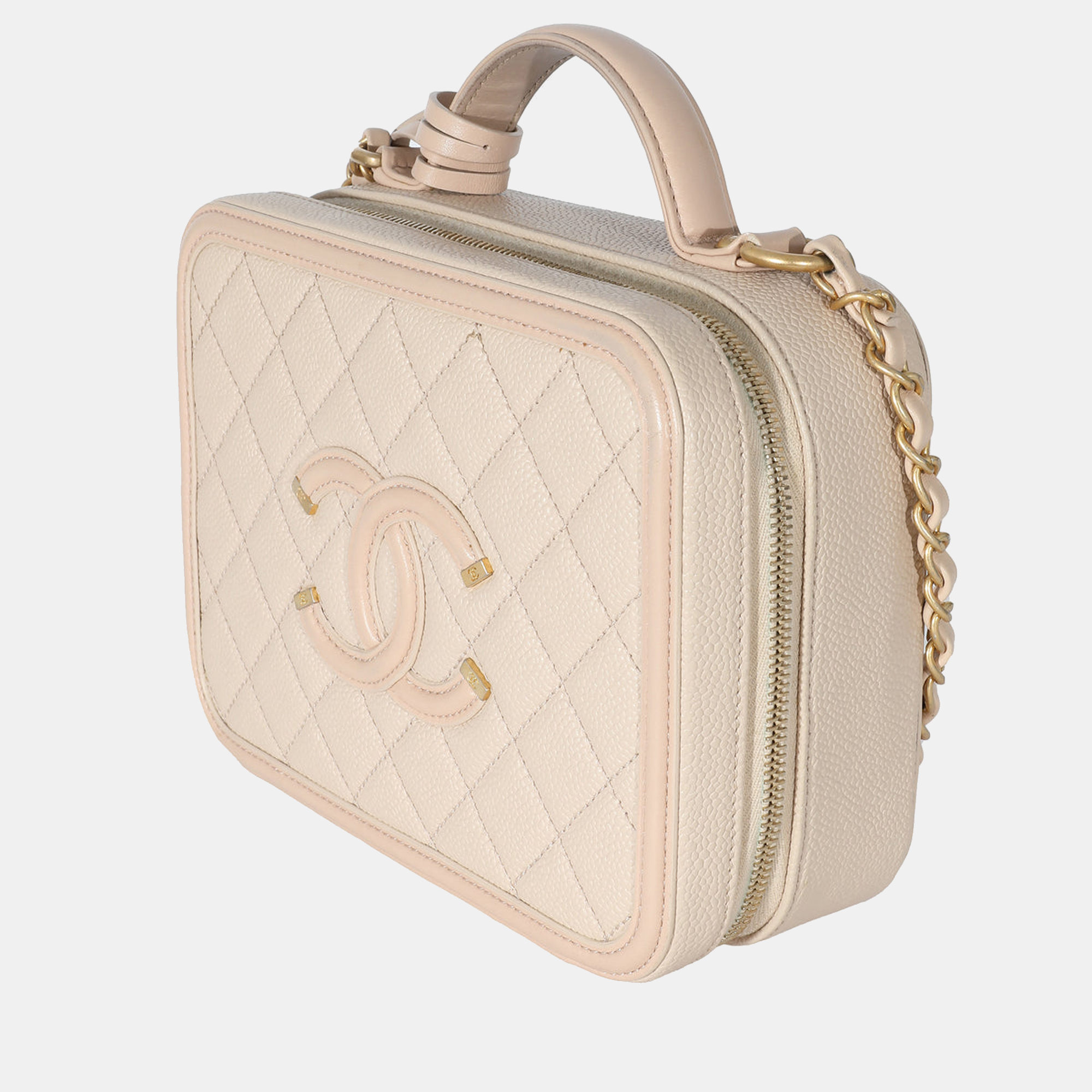 

Chanel Beige Quilred Caviar Medium Filigree Vanity Case