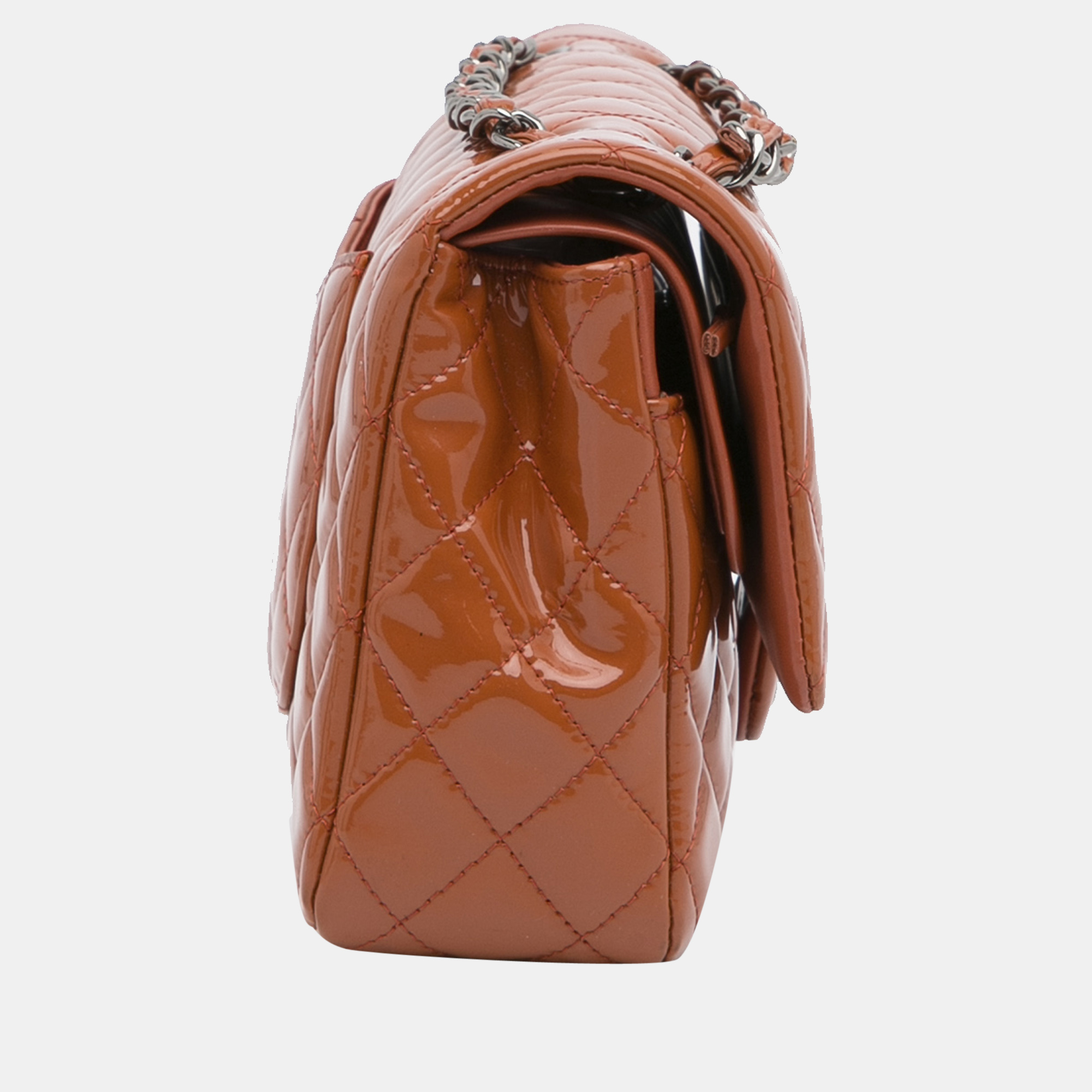 

Chanel Orange Medium Classic Patent Double Flap