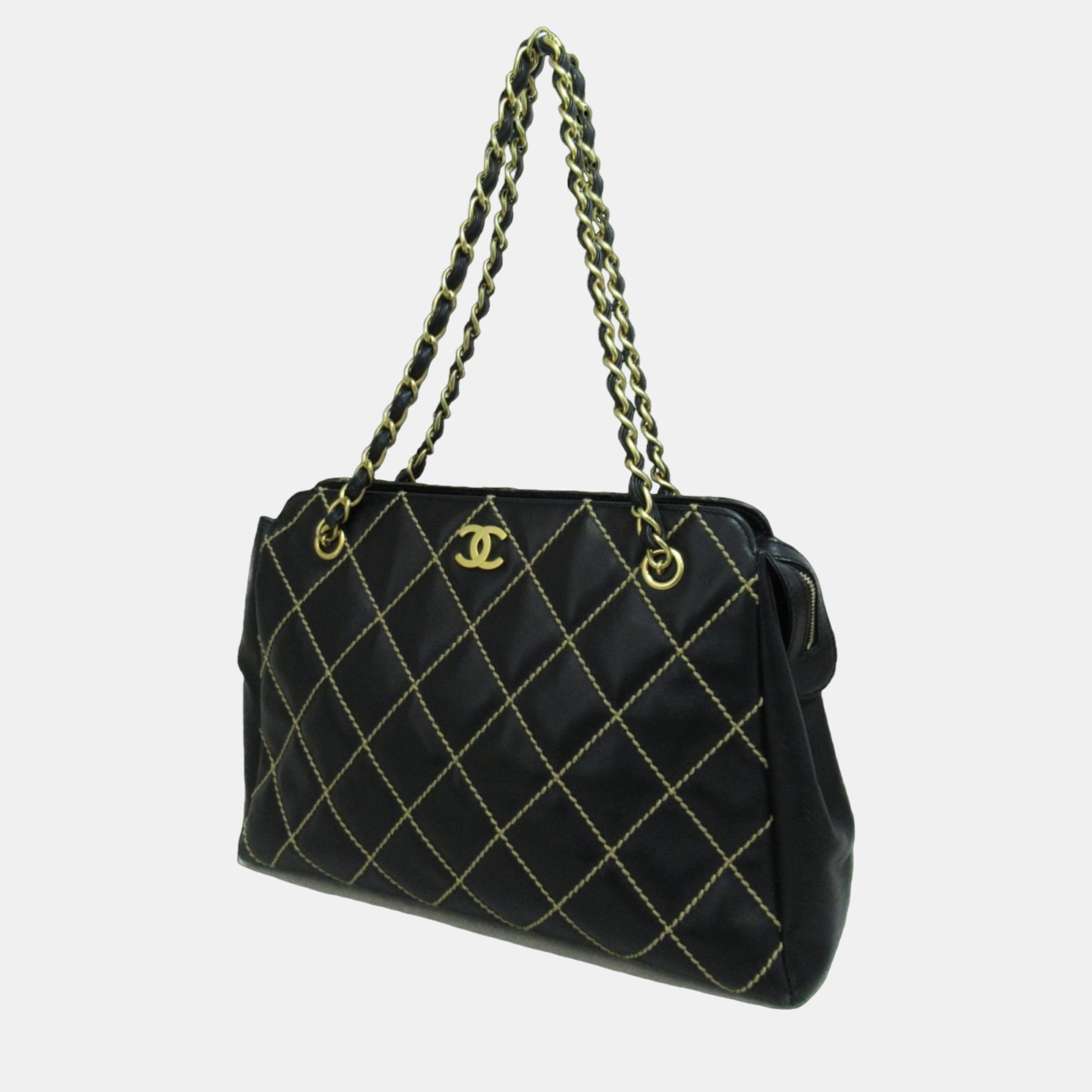 

Chanel Black CC Wild Stitch Chain Shoulder Bag