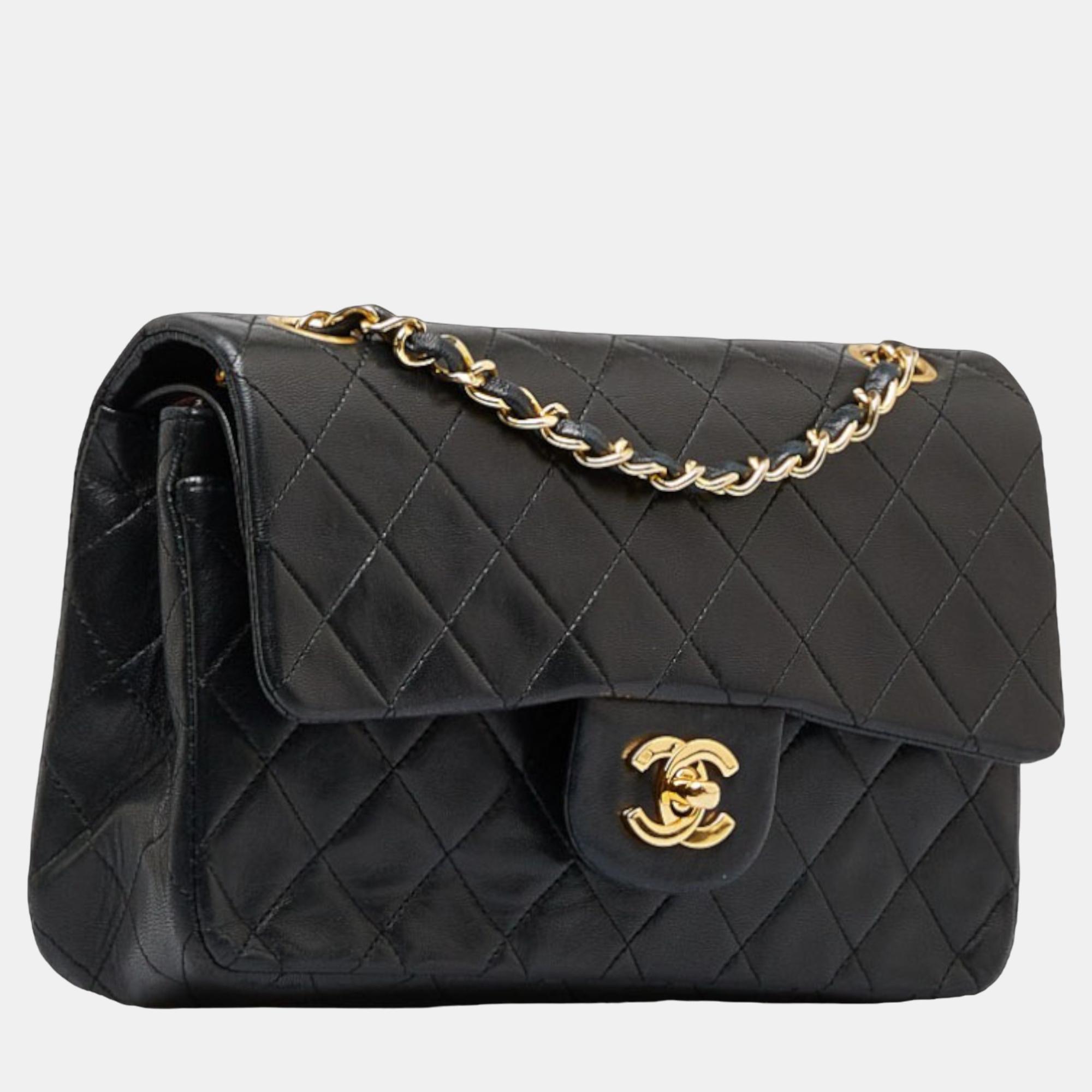 

Chanel Black Leather  Classic Double Flap Bag