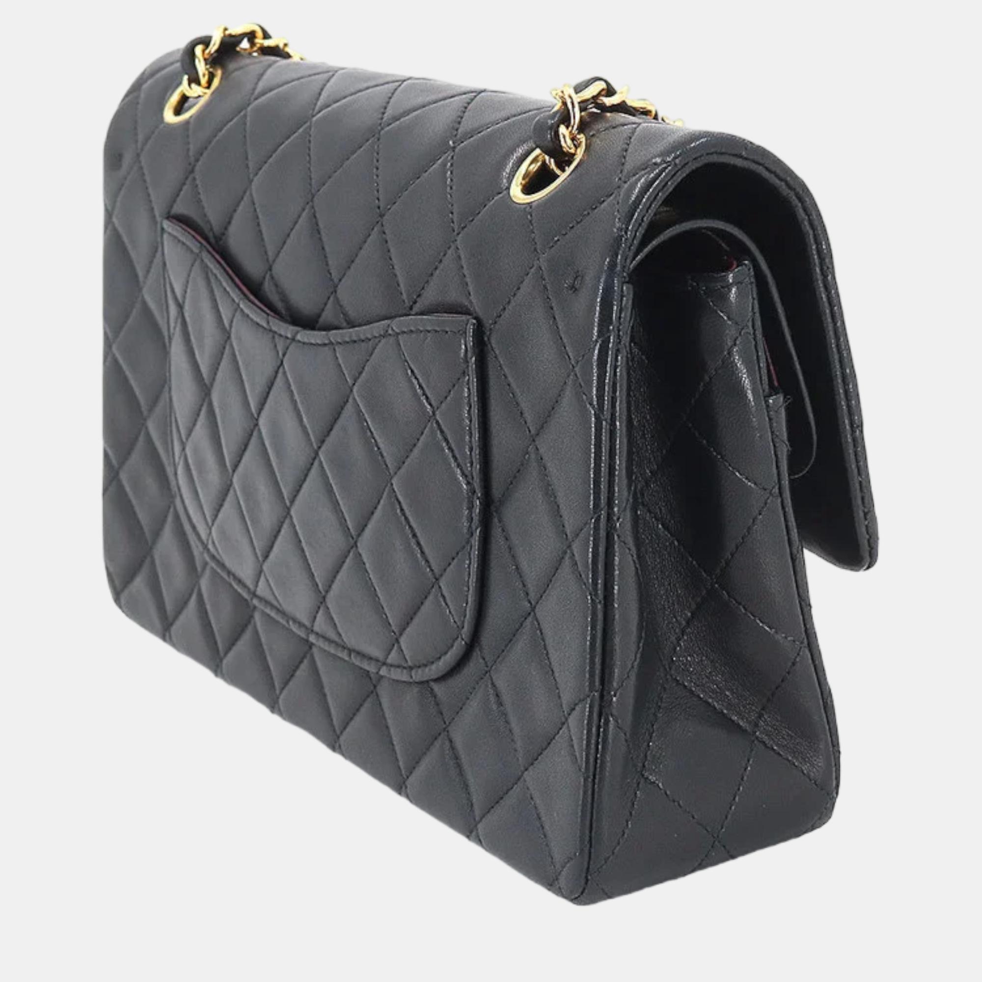 

Chanel Black Leather Small Classic Double Flap Shoulder Bag