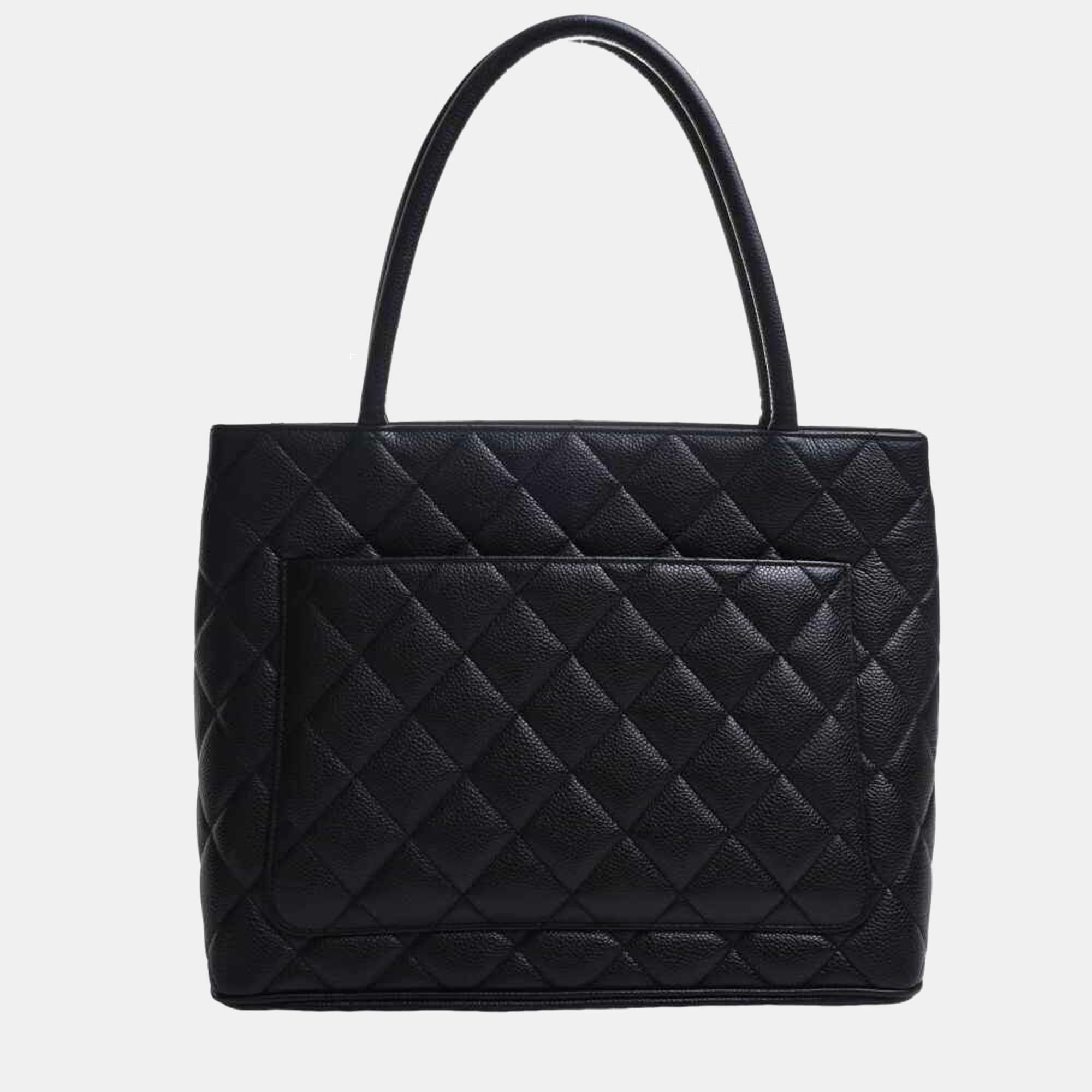 

Chanel Black Caviar Leather Medallion Tote Bag