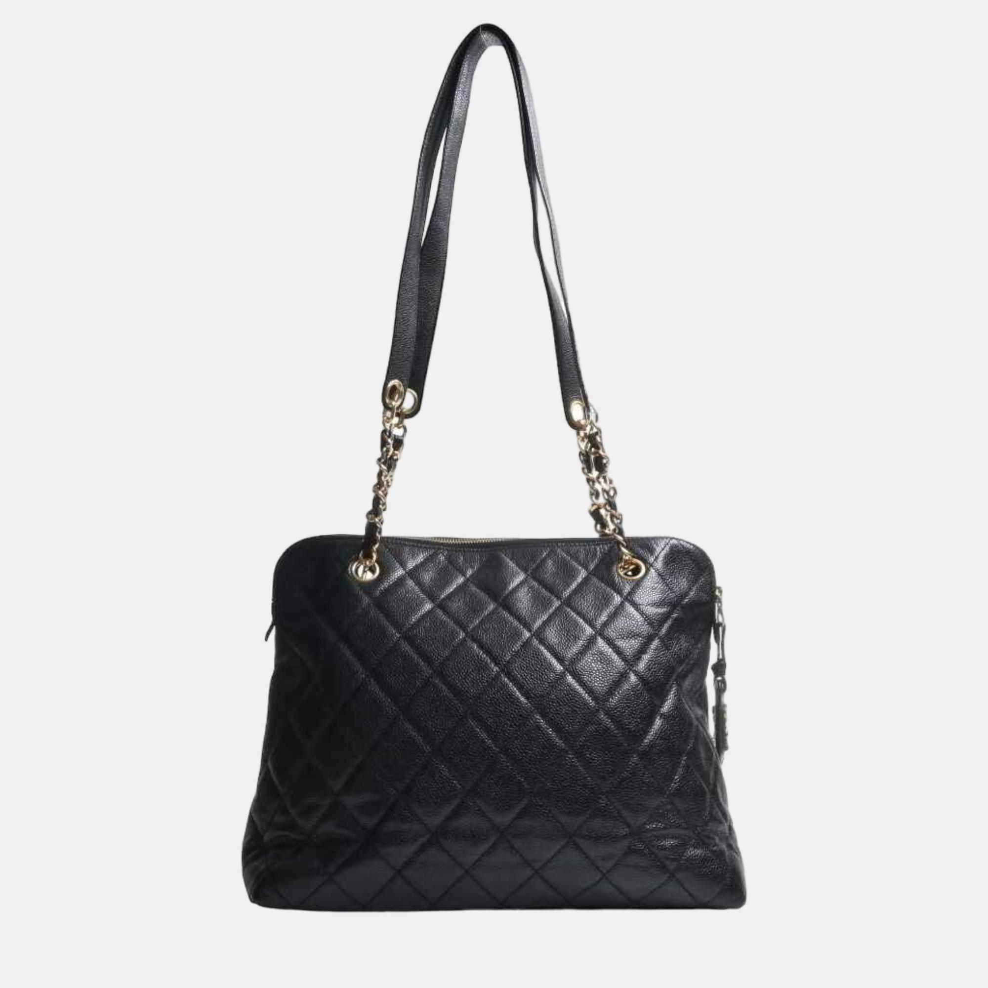 

Chanel Black Caviar Leather Vintage CC Shoulder Bag