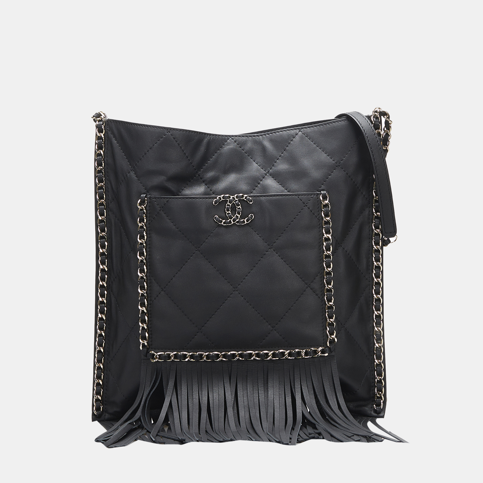 Pre-owned Chanel Black Small Fringe Shopping Bag
