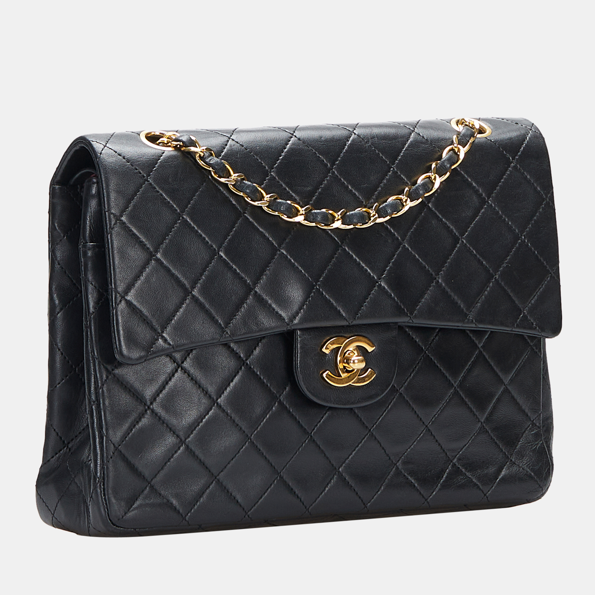 

Chanel Black Medium Tall Classic Lambskin Double Flap