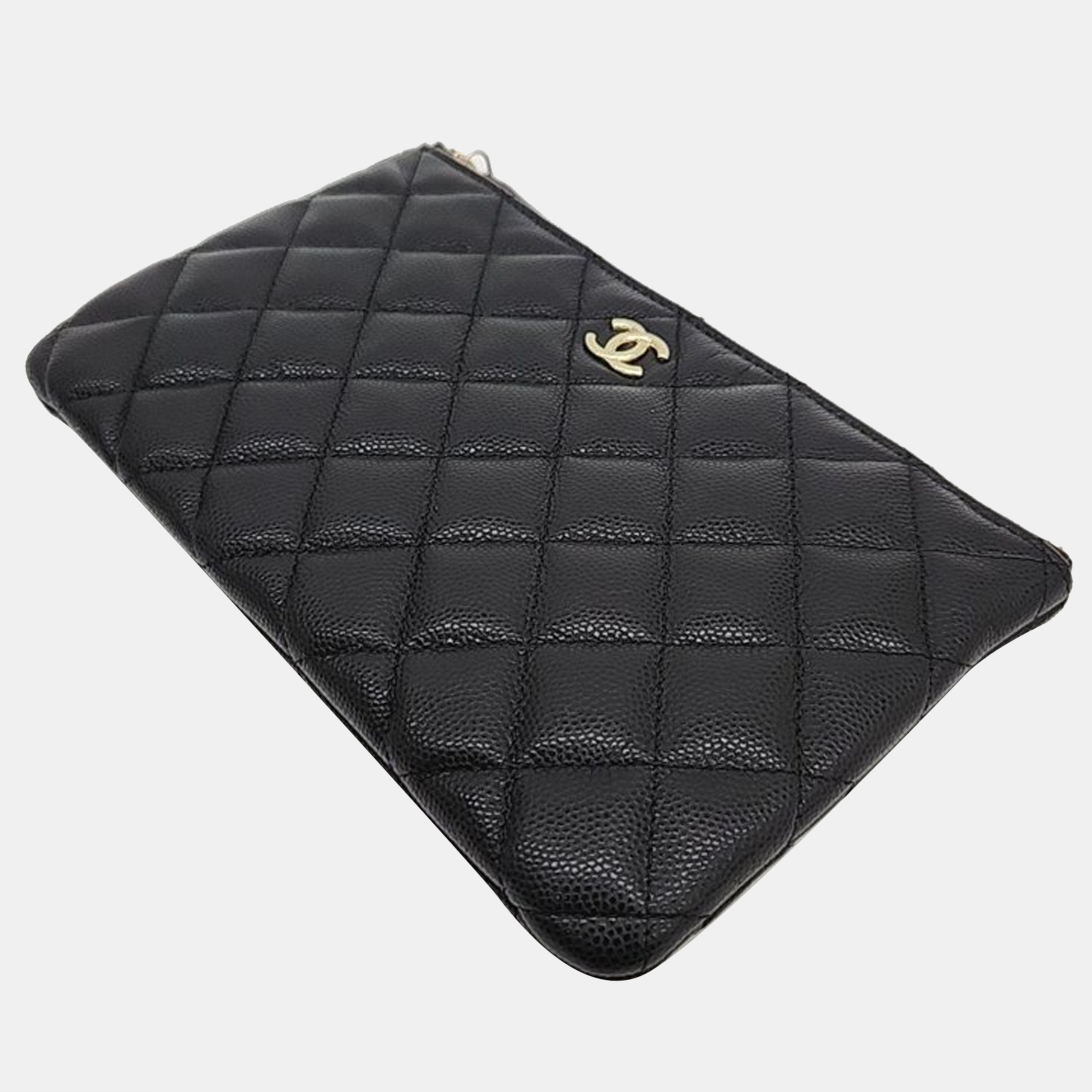 

Chanel Black Caviar Leather O Case Clutch Bag