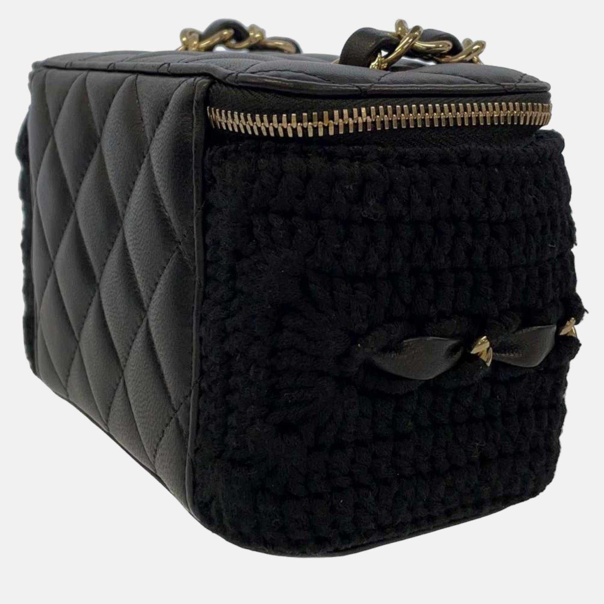 

Chanel Black Wool CC Vanity Case