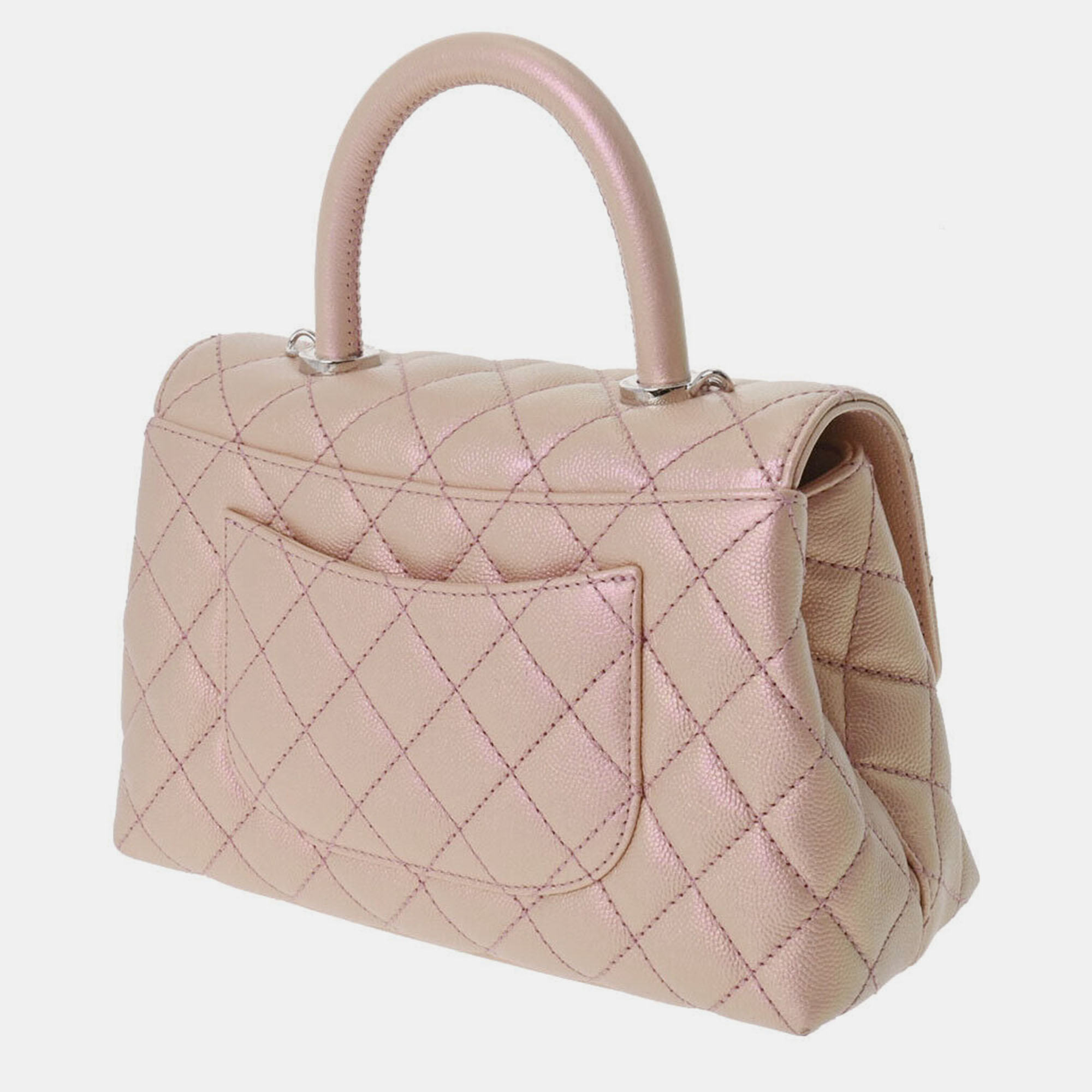 

Chanel Pink Leather Coco Top Handle Bag