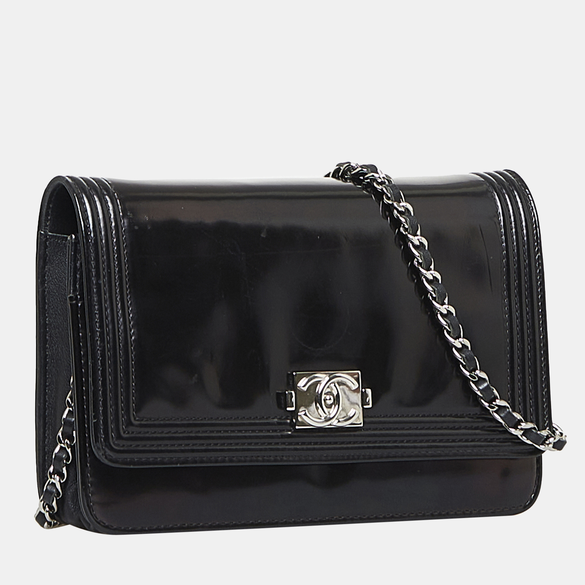 

Chanel Black Patent Boy Wallet On Chain