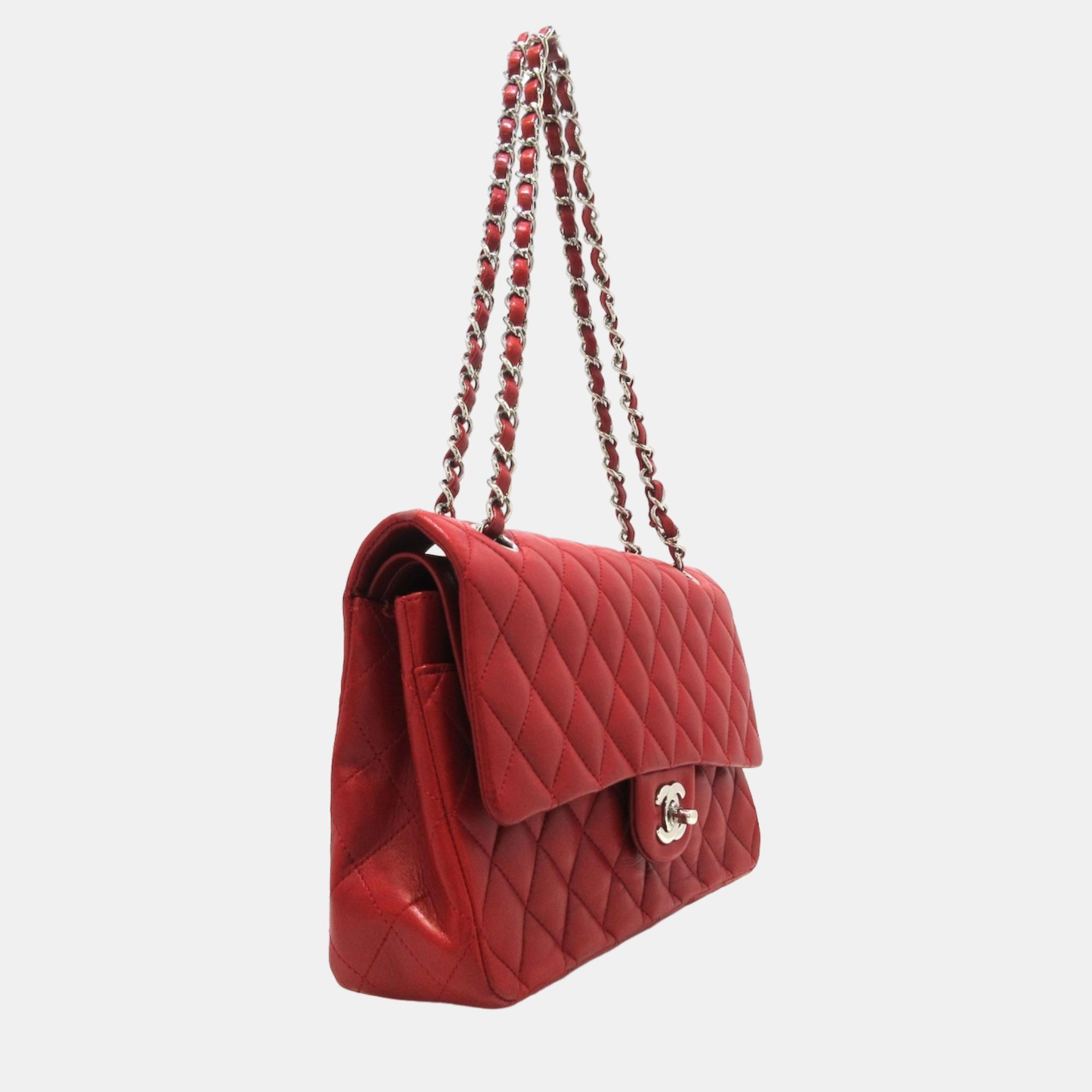 

Chanel Red Leather Classic Double Flap Shoulder Bags