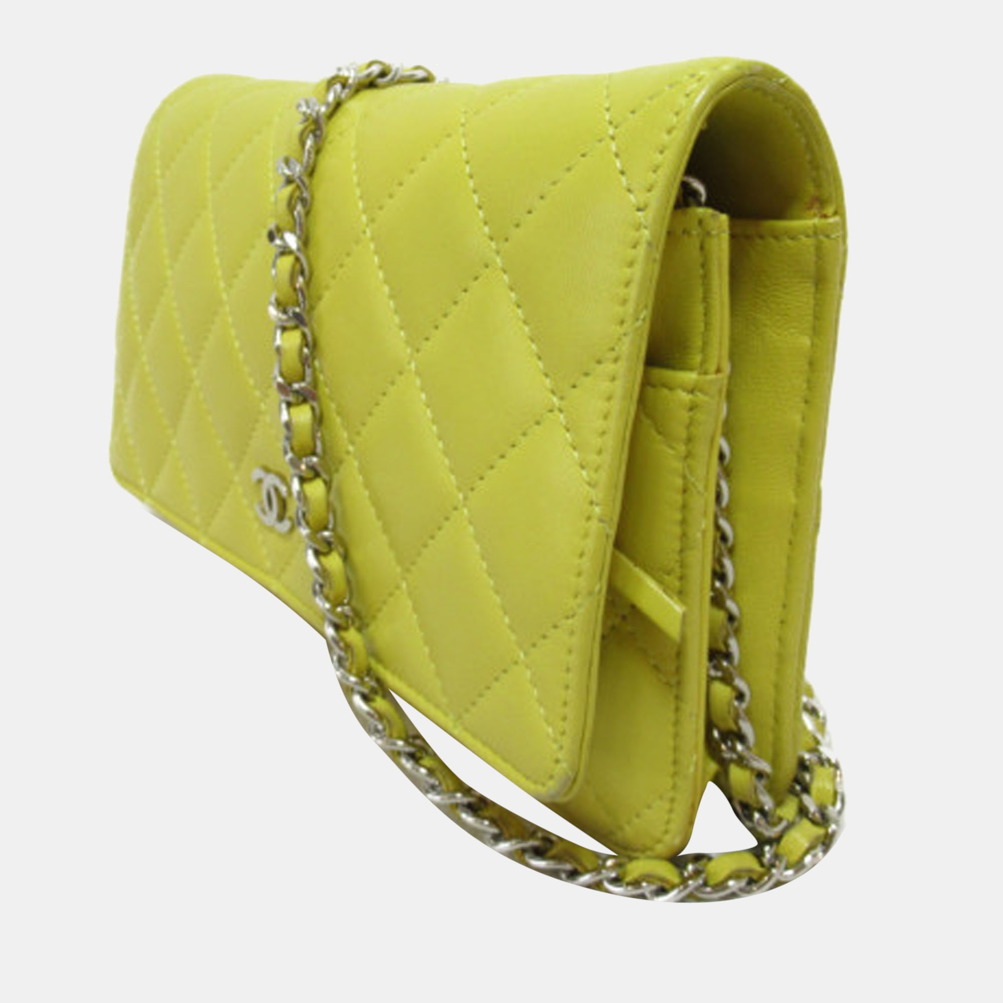 

Chanel Yellow Animal skin CC Quilted Leather Wallet on Chain Crossbody Bag