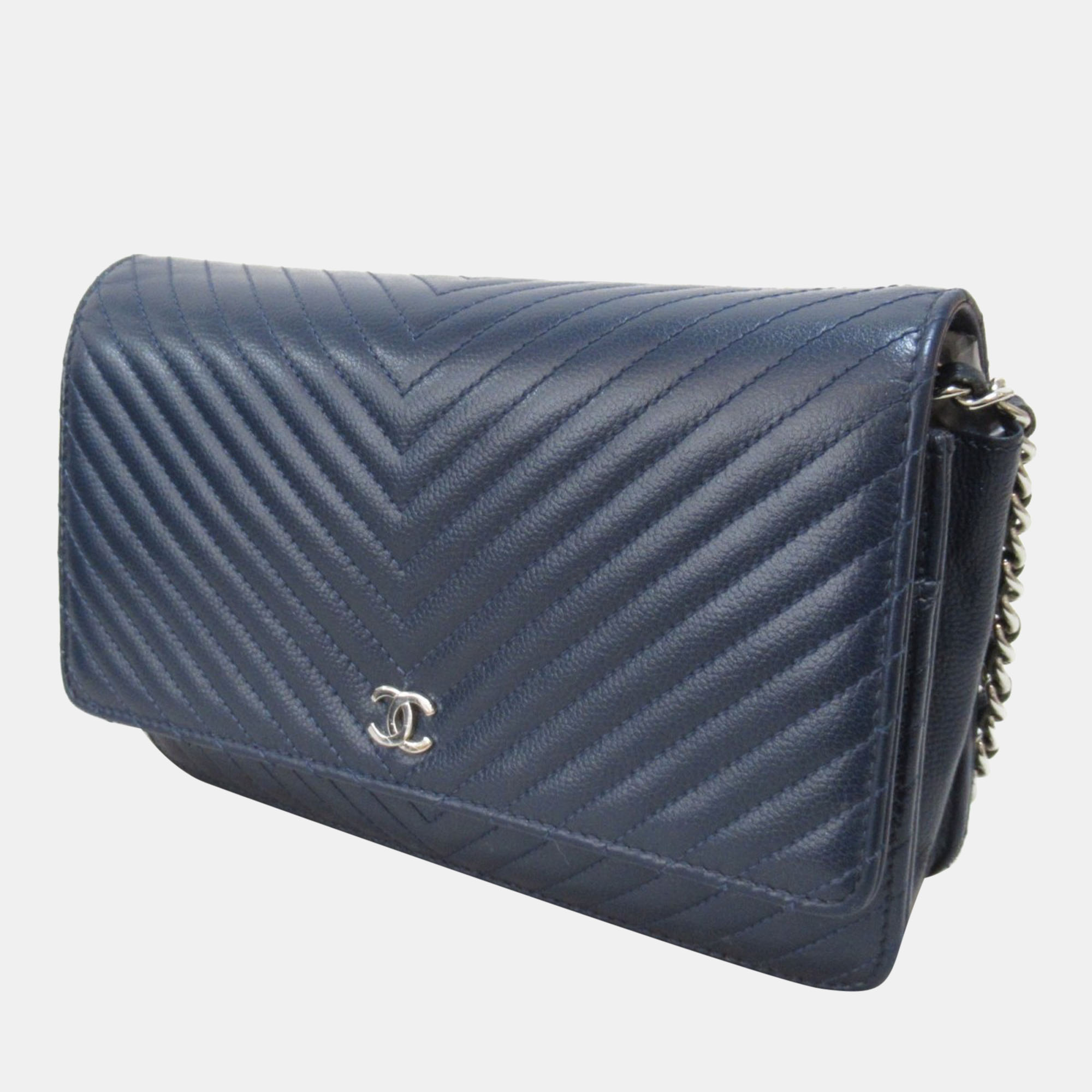 

Chanel Blue Caviar Chevron Wallet On Chain Crossbody Bag