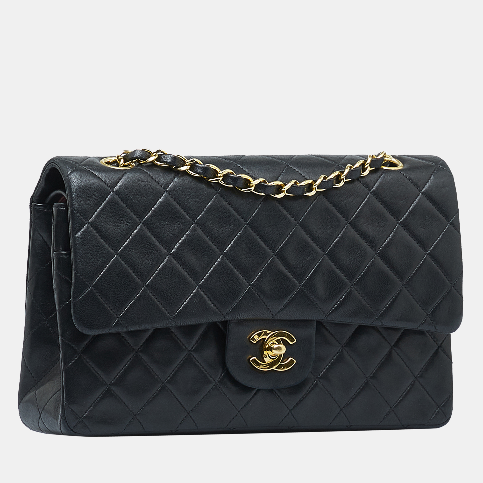 

Chanel Black Classic Medium Lambskin Double Flap Bag