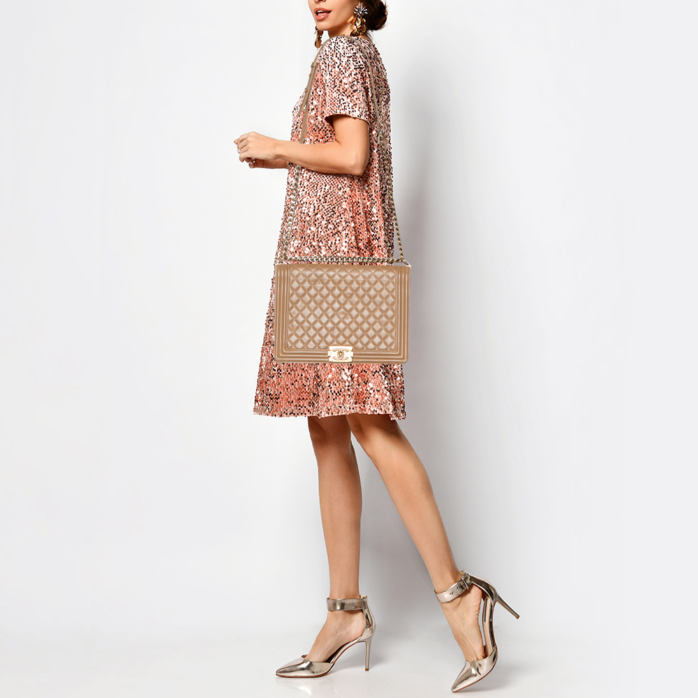 

Chanel Beige Quilted Leather  Boy Flap Bag