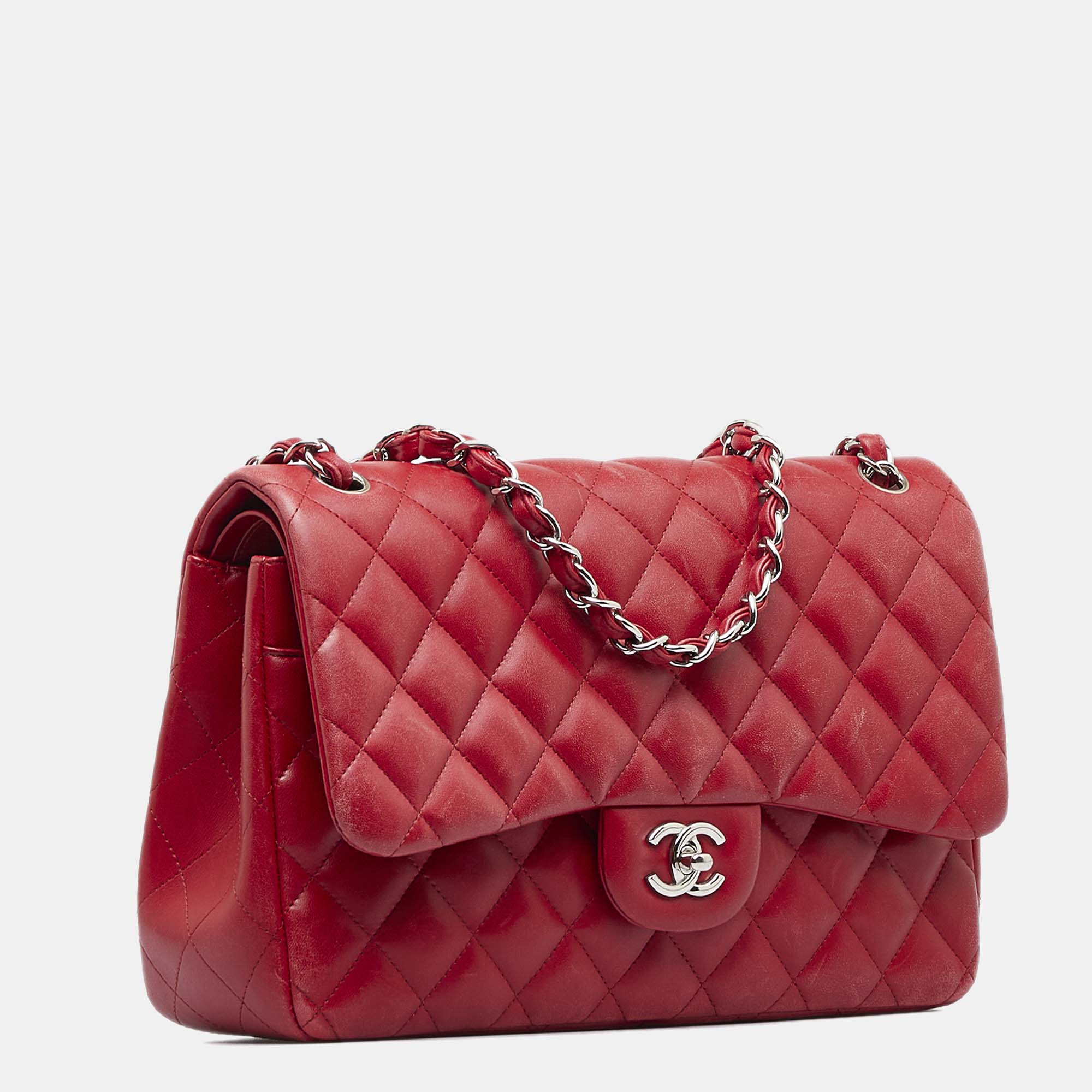 

Chanel Jumbo Classic Lambskin Double Flap, Red