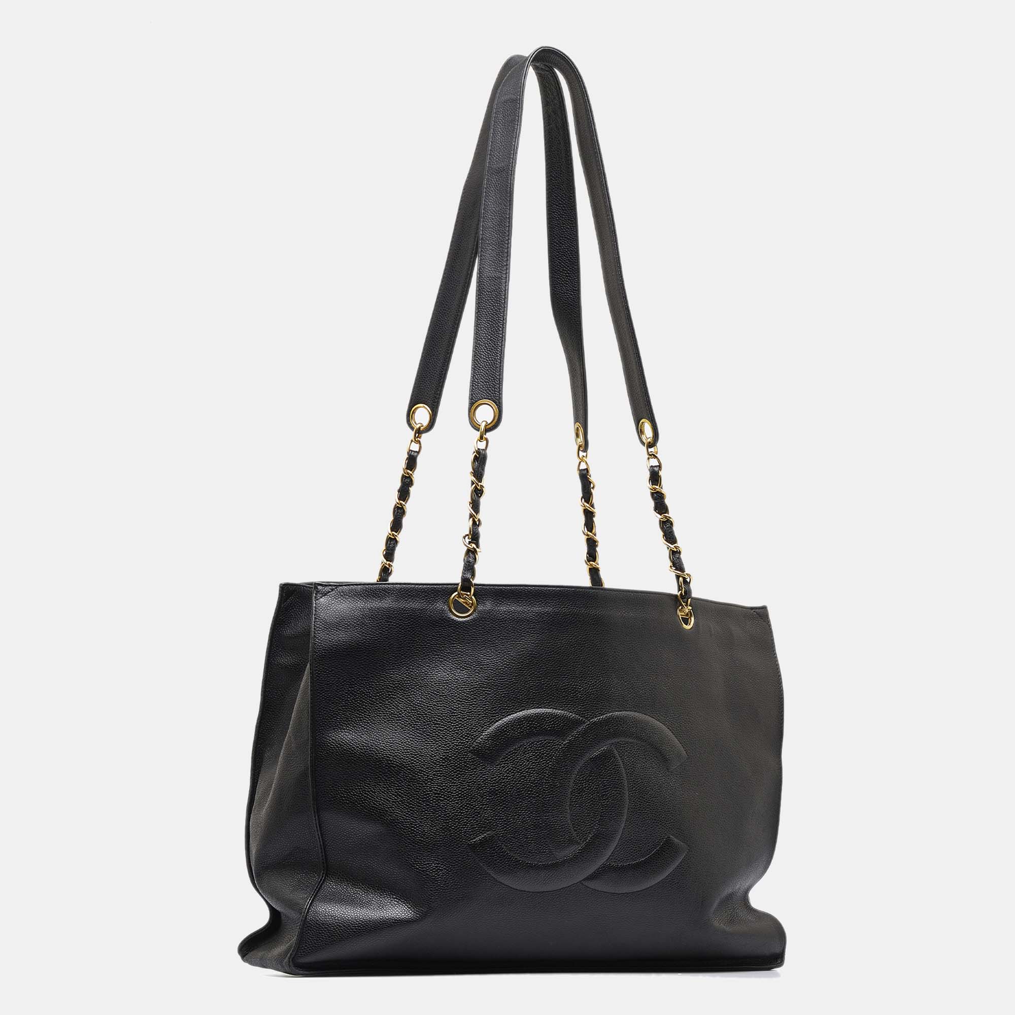 

Chanel CC Caviar Tote, Black